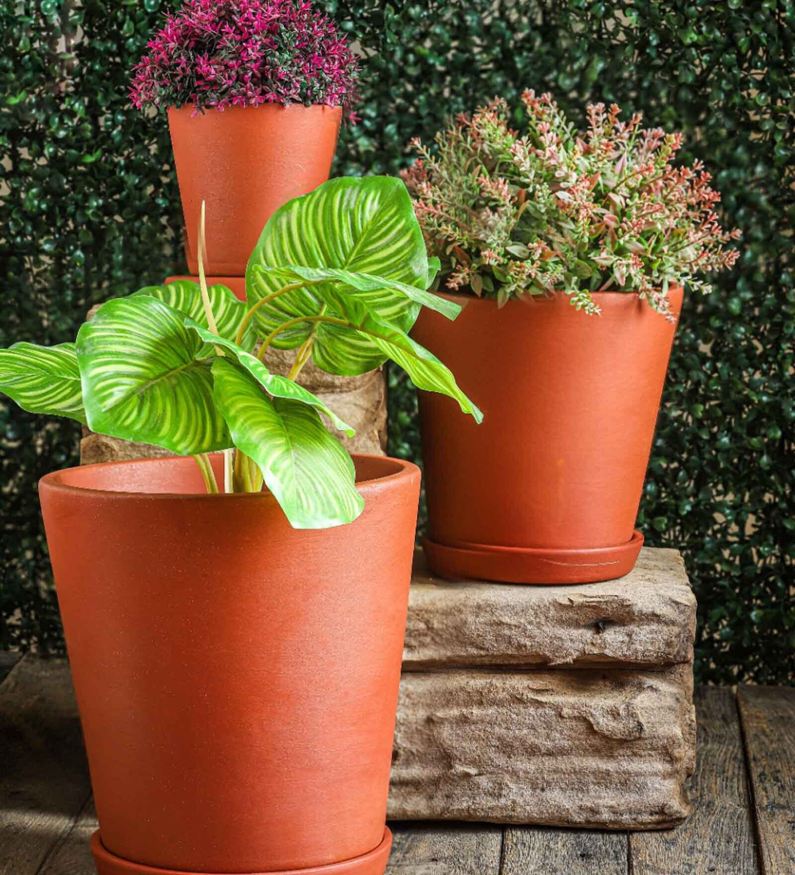 Red Terracotta Cone Desk Pot Set