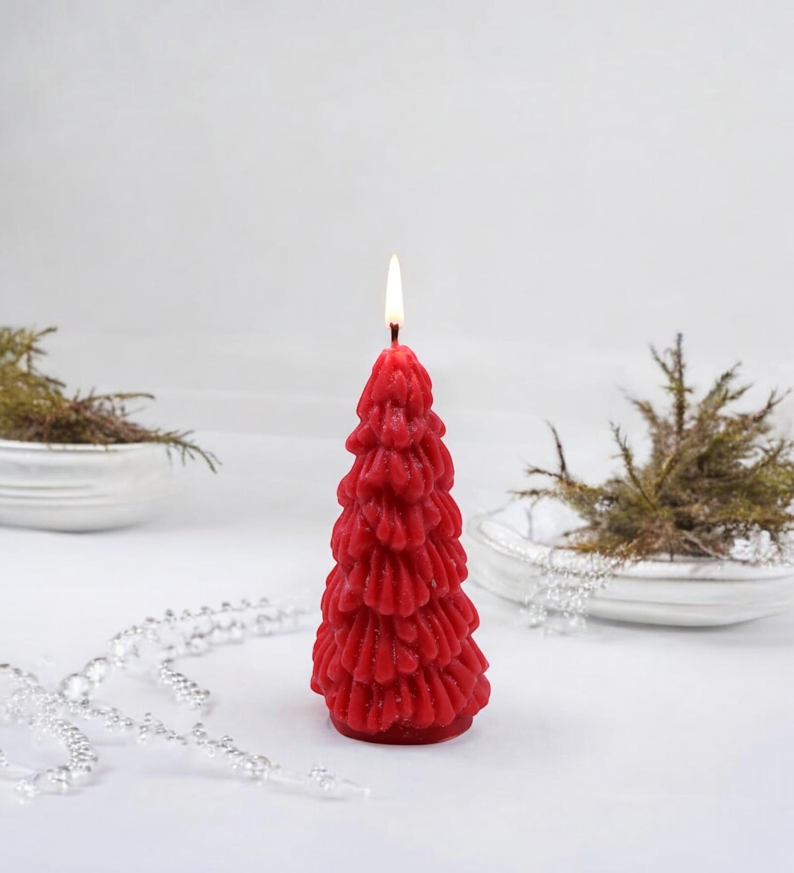 Red Wax Christmas Tree Candle