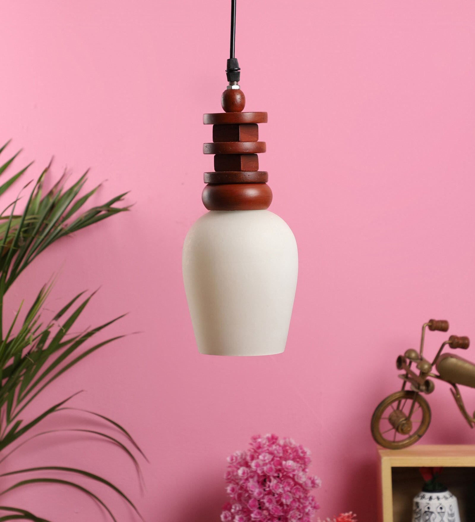 Red Wood Single Hanging Light