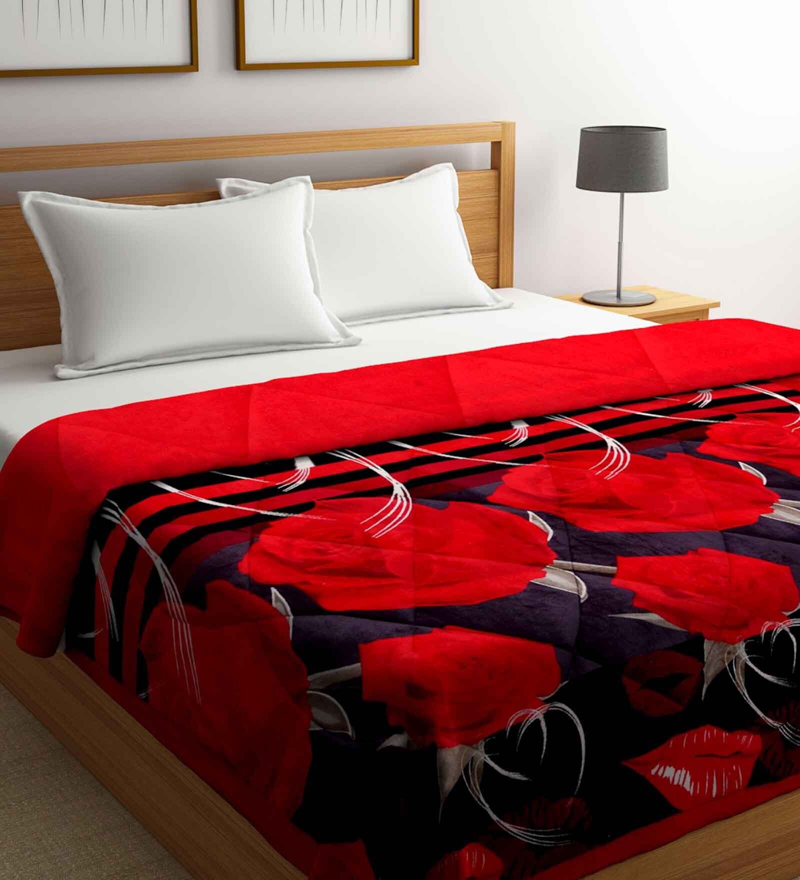 Buy Red Wool 800 Heavy Winter Double Bed Quilt by Klotthe at 65 OFF by