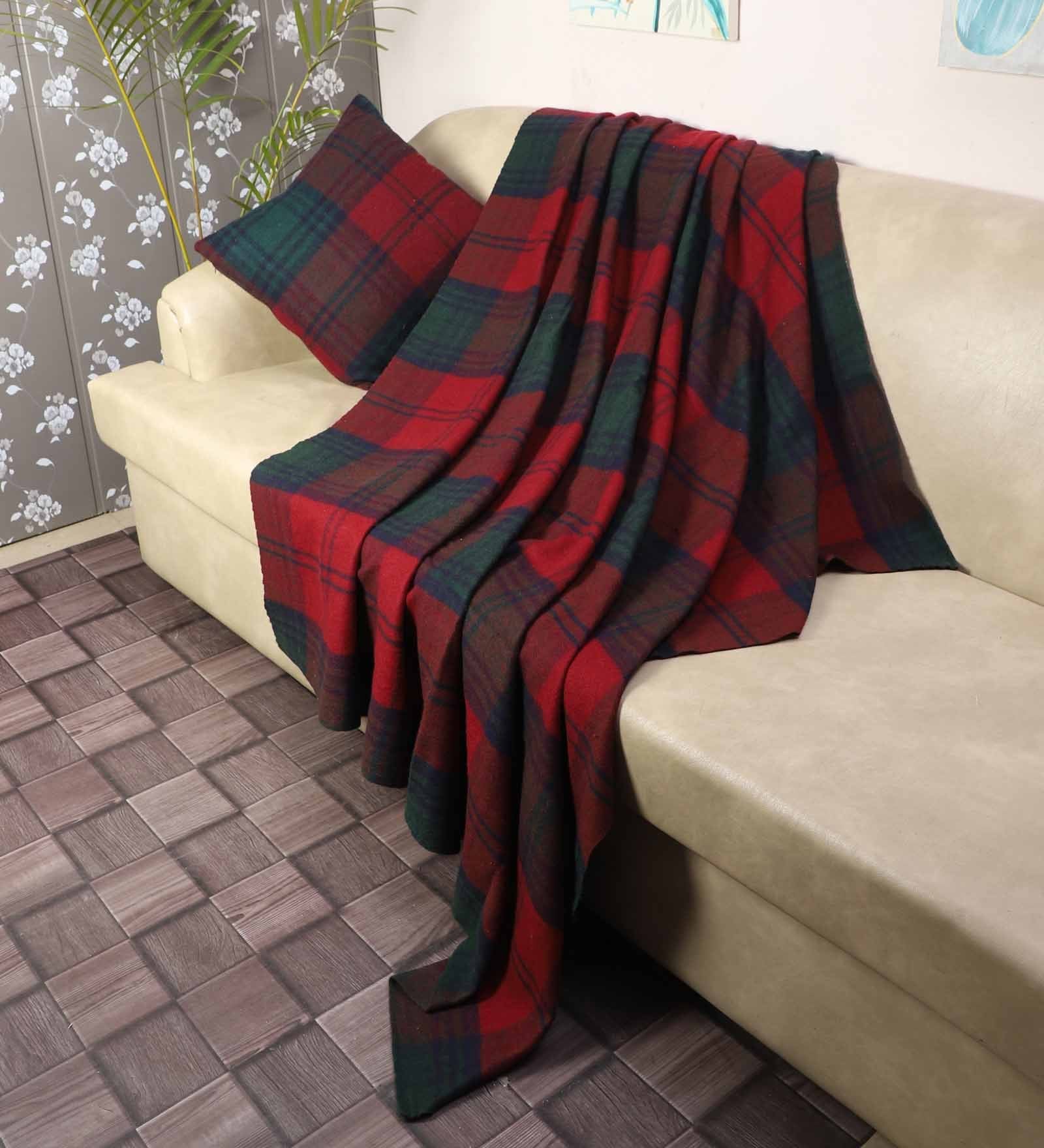 Red Wool Pattern 68 X 52 Inch Throw