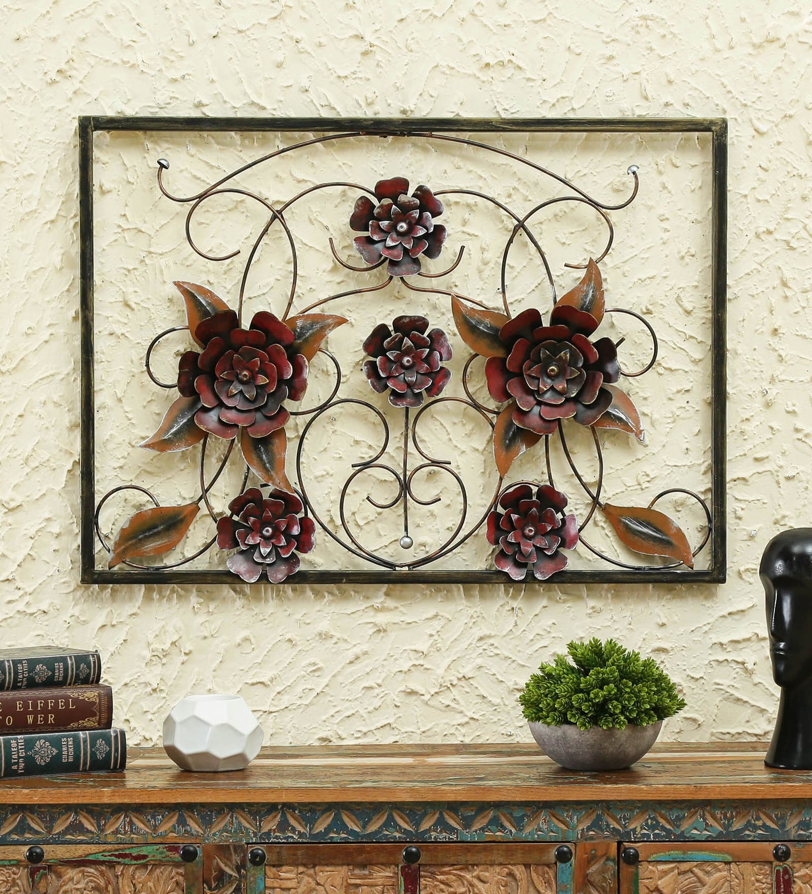 Red Metal Patti Frame Wall Art