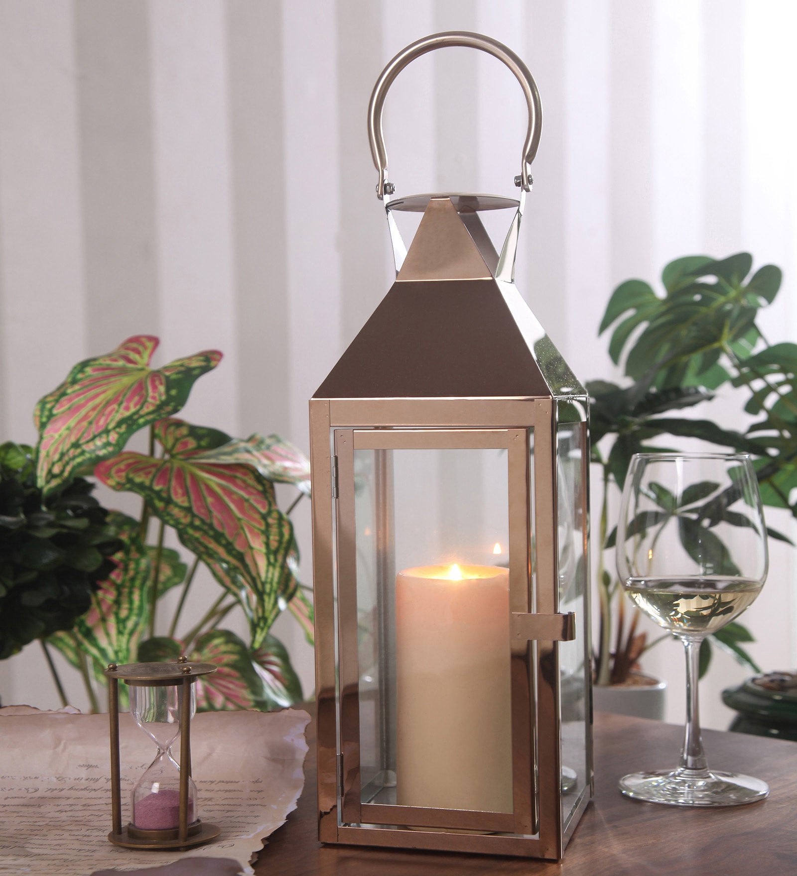 Buy Brown Metal Large Lantern Candle Holder by RedNBrown Online