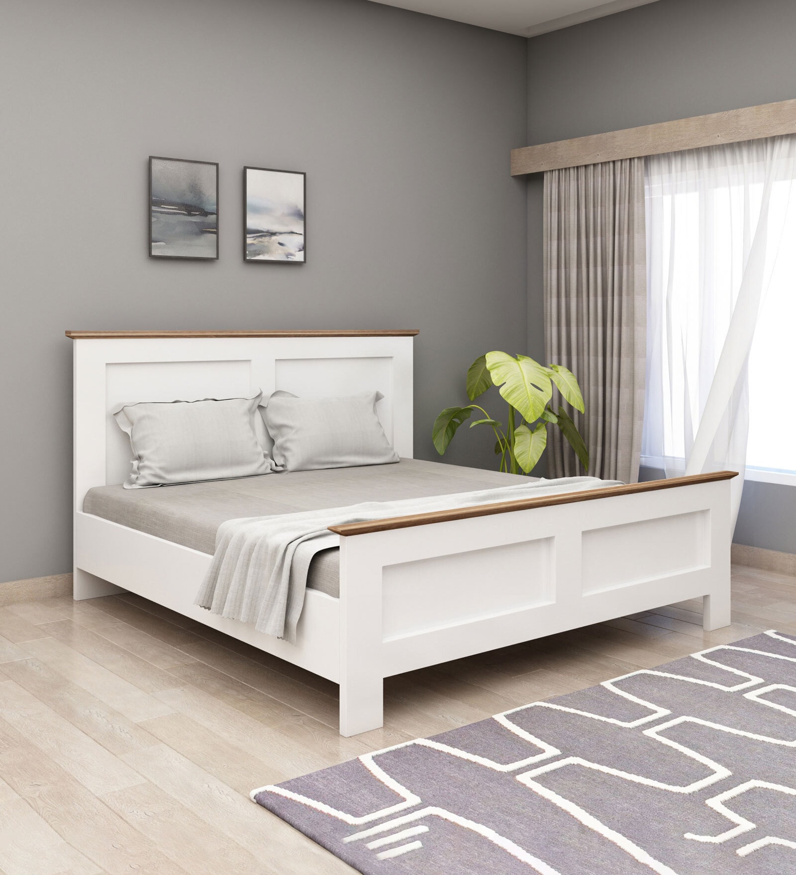 Regal Queen Size Bed  In Mist White Finish