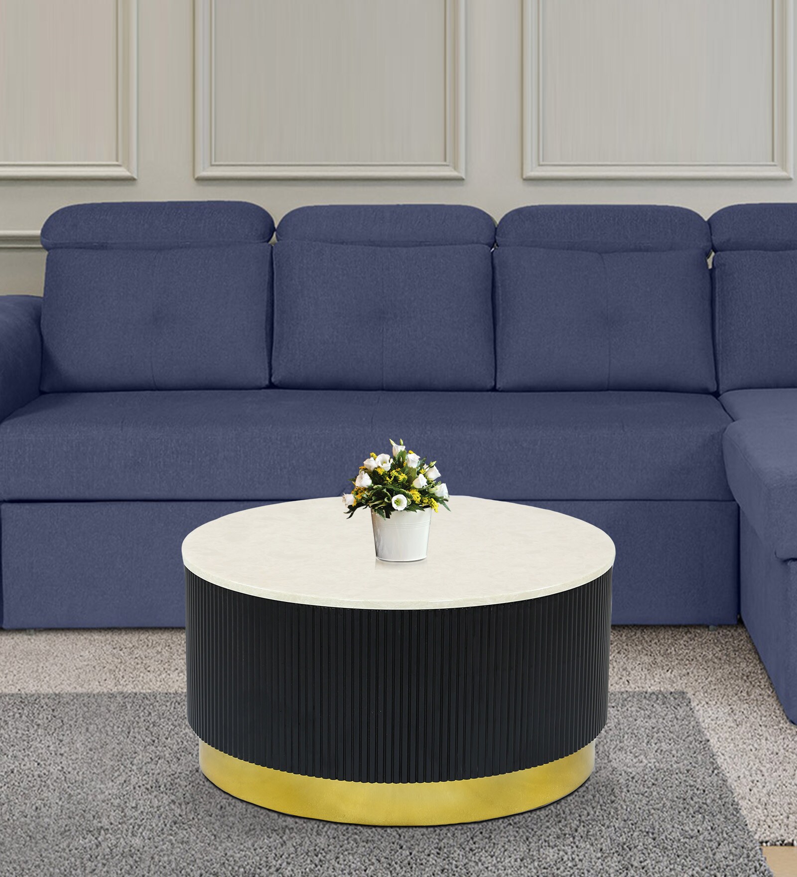 Regalia Solid Wood Centre Table with Marble Top