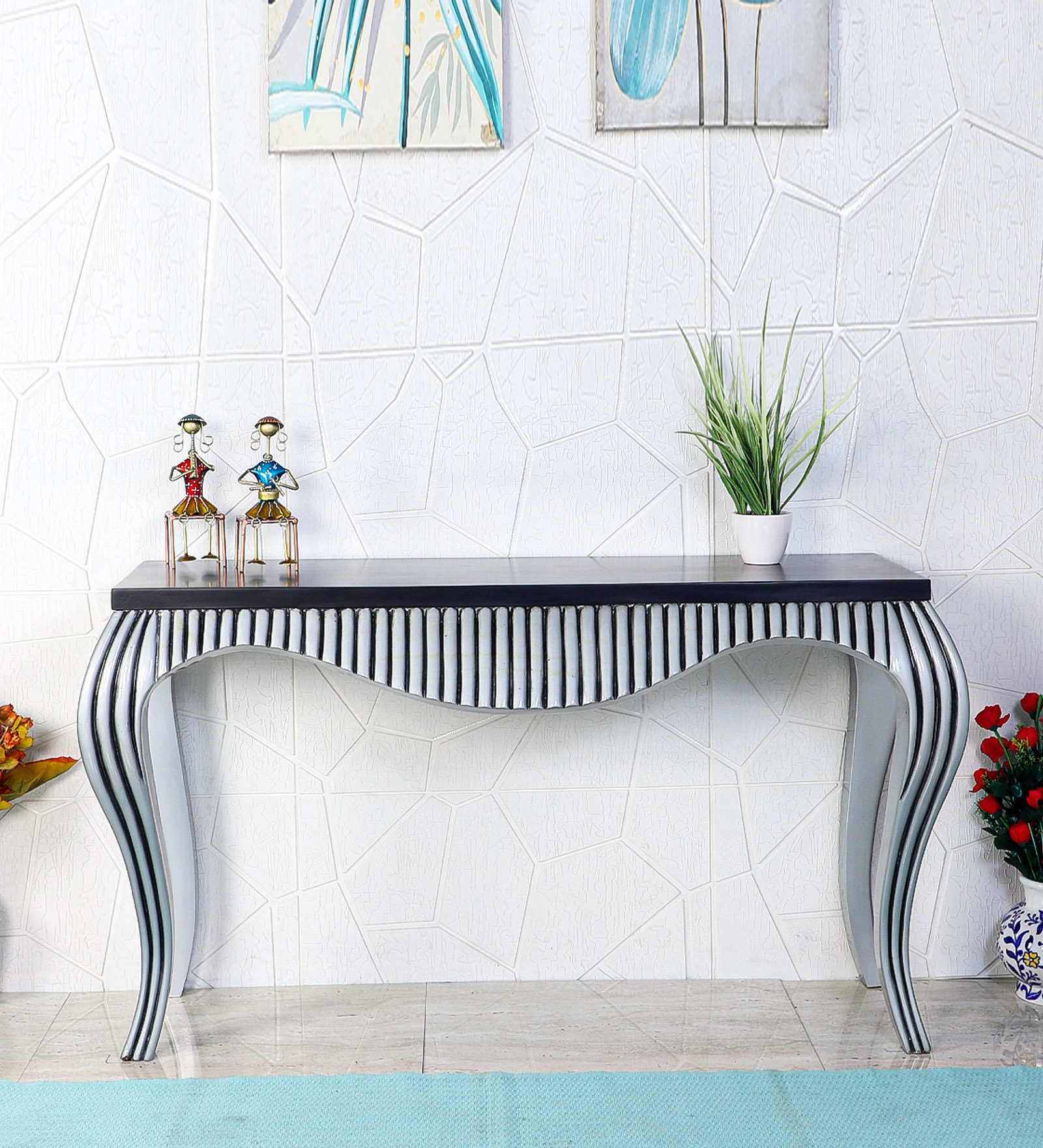 Regat Console Table in Brown Silver Colour