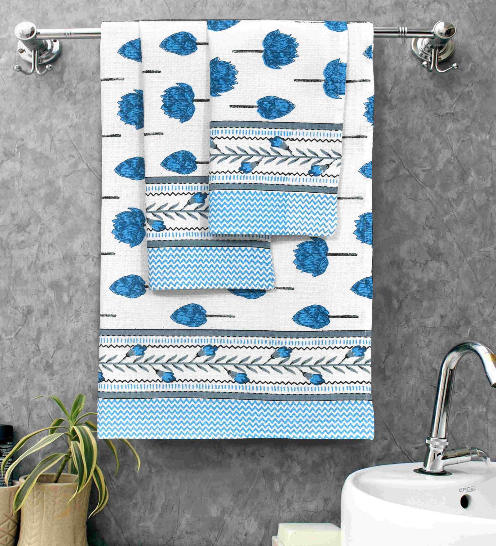 Regatta Madhuban Floral Waffle Cotton 250 GSM Bath & Hand Towel Set