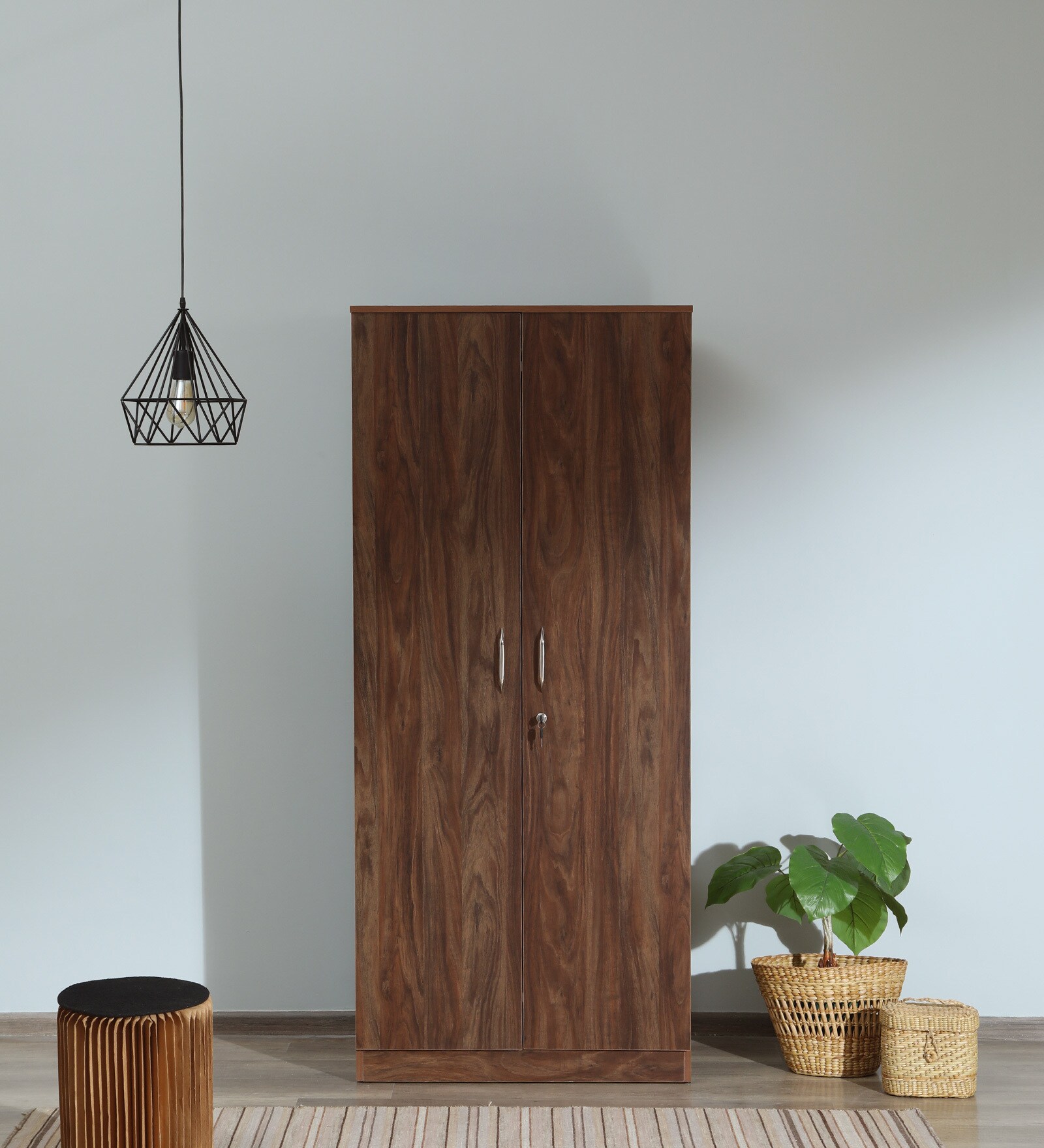 Reha 2 Door Wardrobe in Dark Walnut Finish Reha 2 Door Wardrobe in Dark Walnut Finish