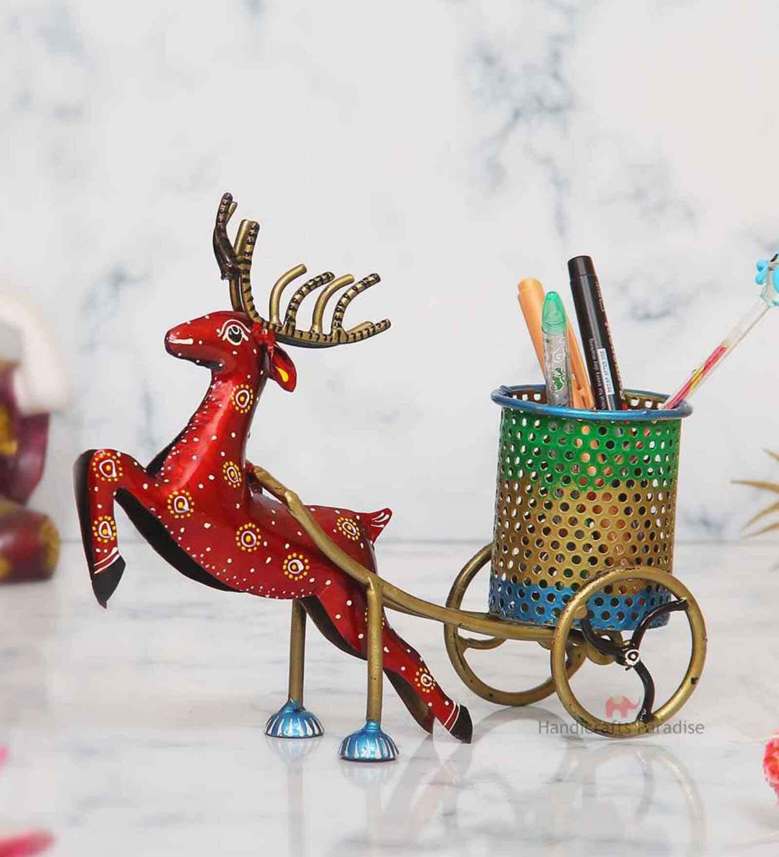 Reindeer Multicolour Iron Pen Stand