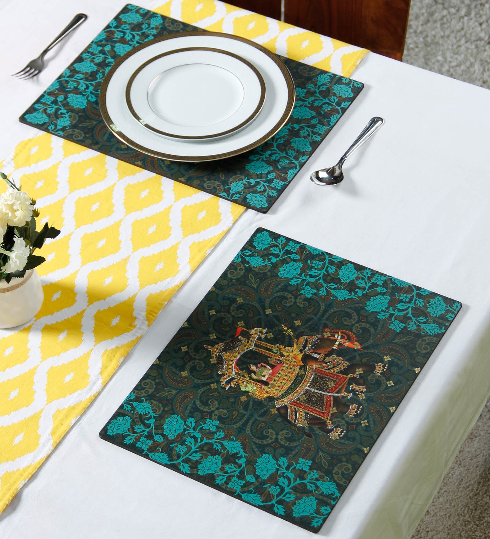 Ethnic (16x16) Green MDF (Set of 6) Placemat Ethnic (16x16) Green MDF (Set of 6) Placemat