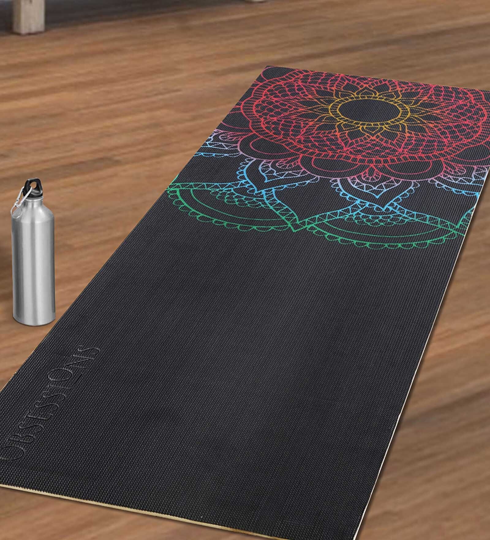 Buy Black PVC Anti Skid 5 ft x 2 ft Yoga Mat by Obsessions at 25 OFF