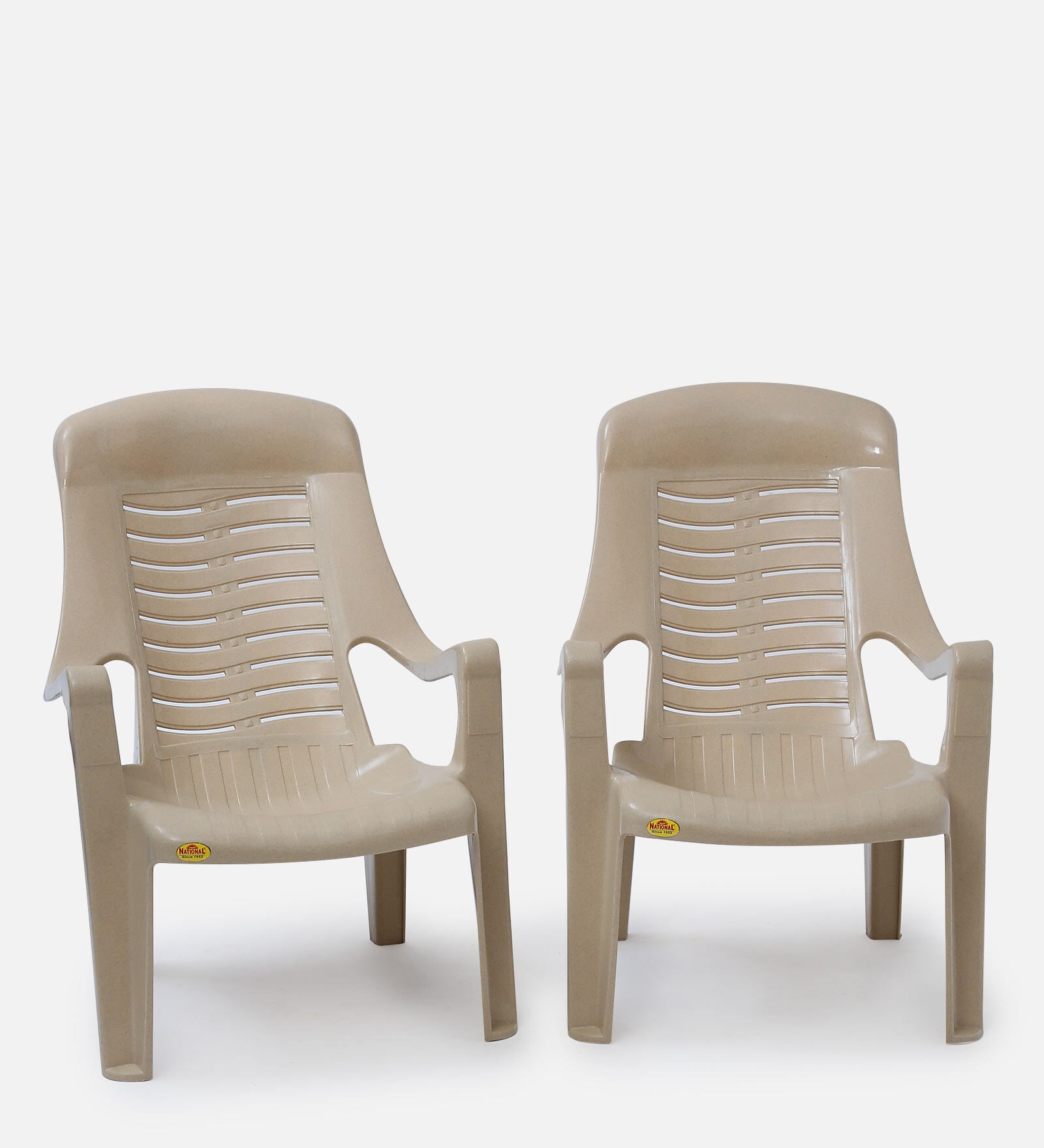 Relaxing Plastic Plastic Chair in Beige Colour Set Of 2