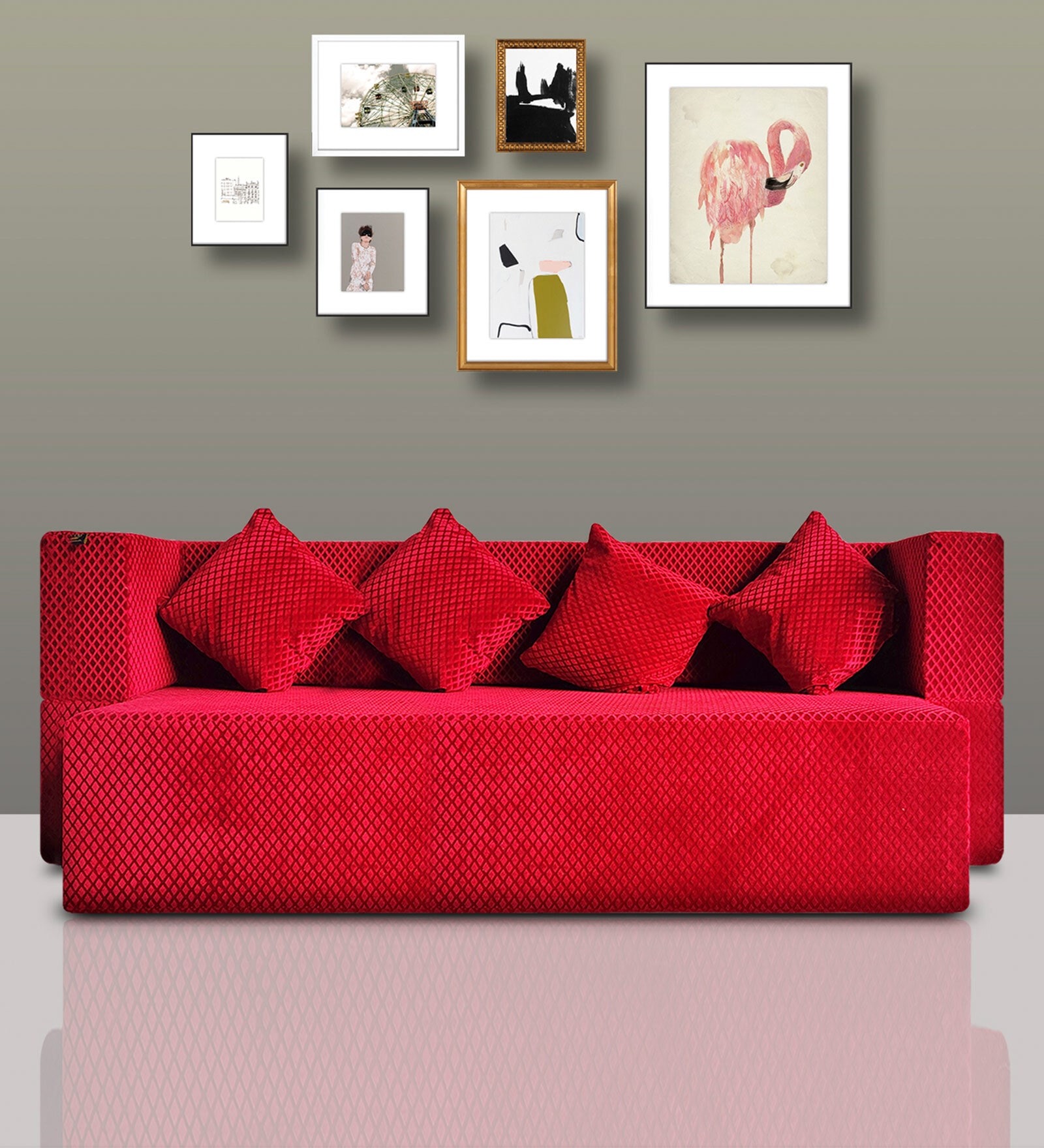 Relive 14 Inch Foam (78x36) In Maroon Colour Single Size Sofa Cum Foldable Mattress