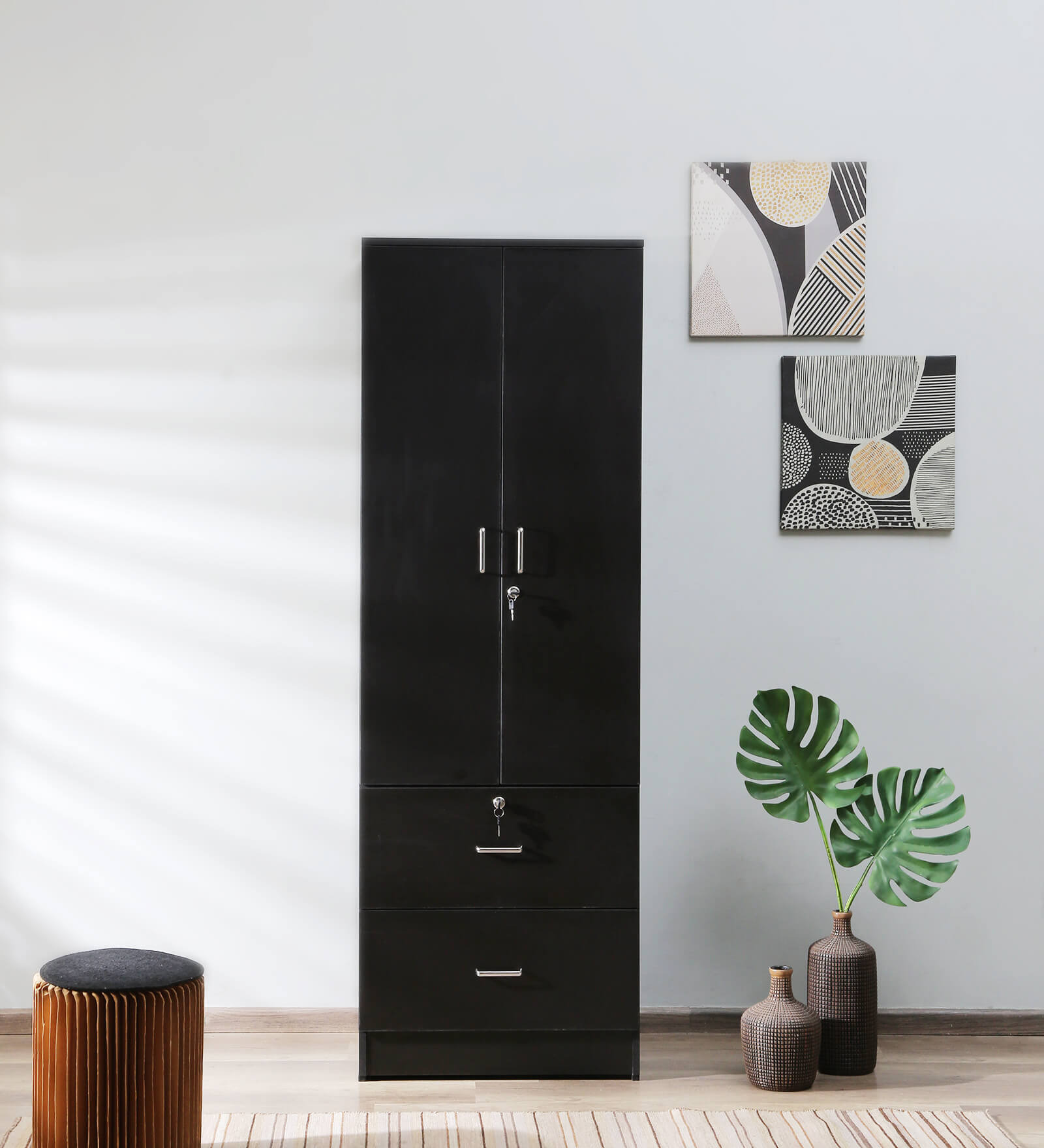 Ren 2 Door Wardrobe in Wenge Finish with Lock