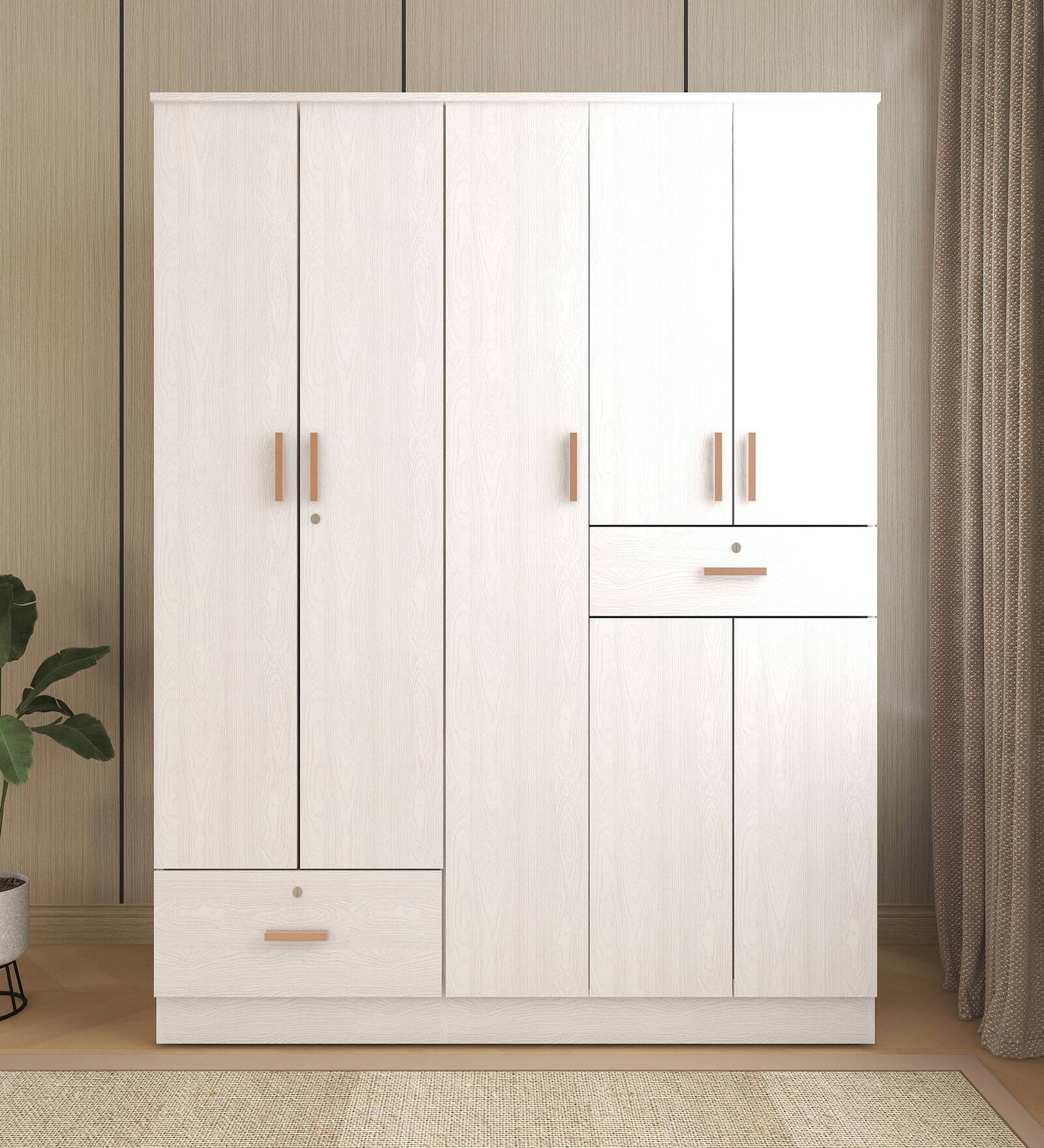 Ren 5 Door Wardrobe With Drawer In Silver Oak Finish