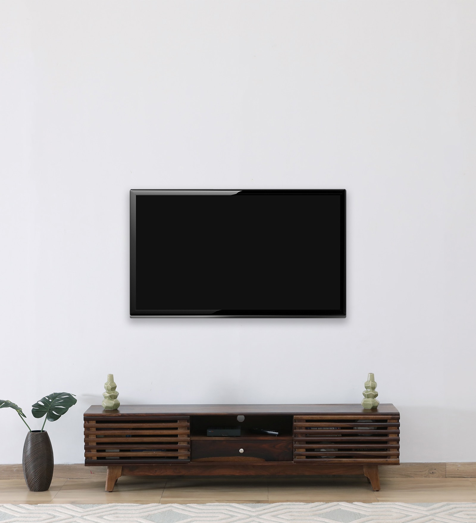 Rennes Sheesham Wood TV Console In Scratch Resistant Provincial Teak Finish For TV's Upto 55"