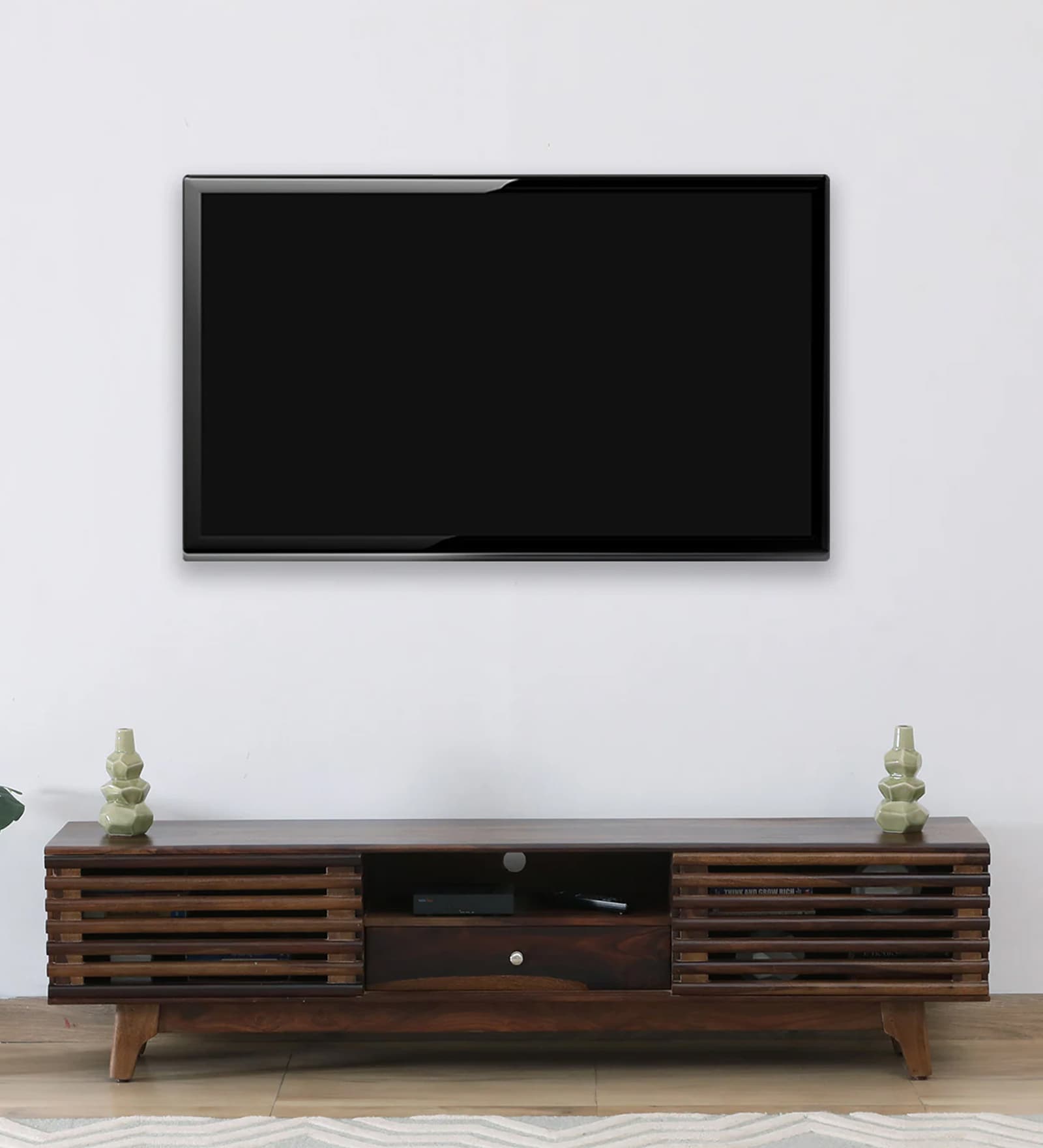 Rennes Sheesham Wood TV Console In Scratch Resistant Provincial Teak Finish For TV's Upto 65"