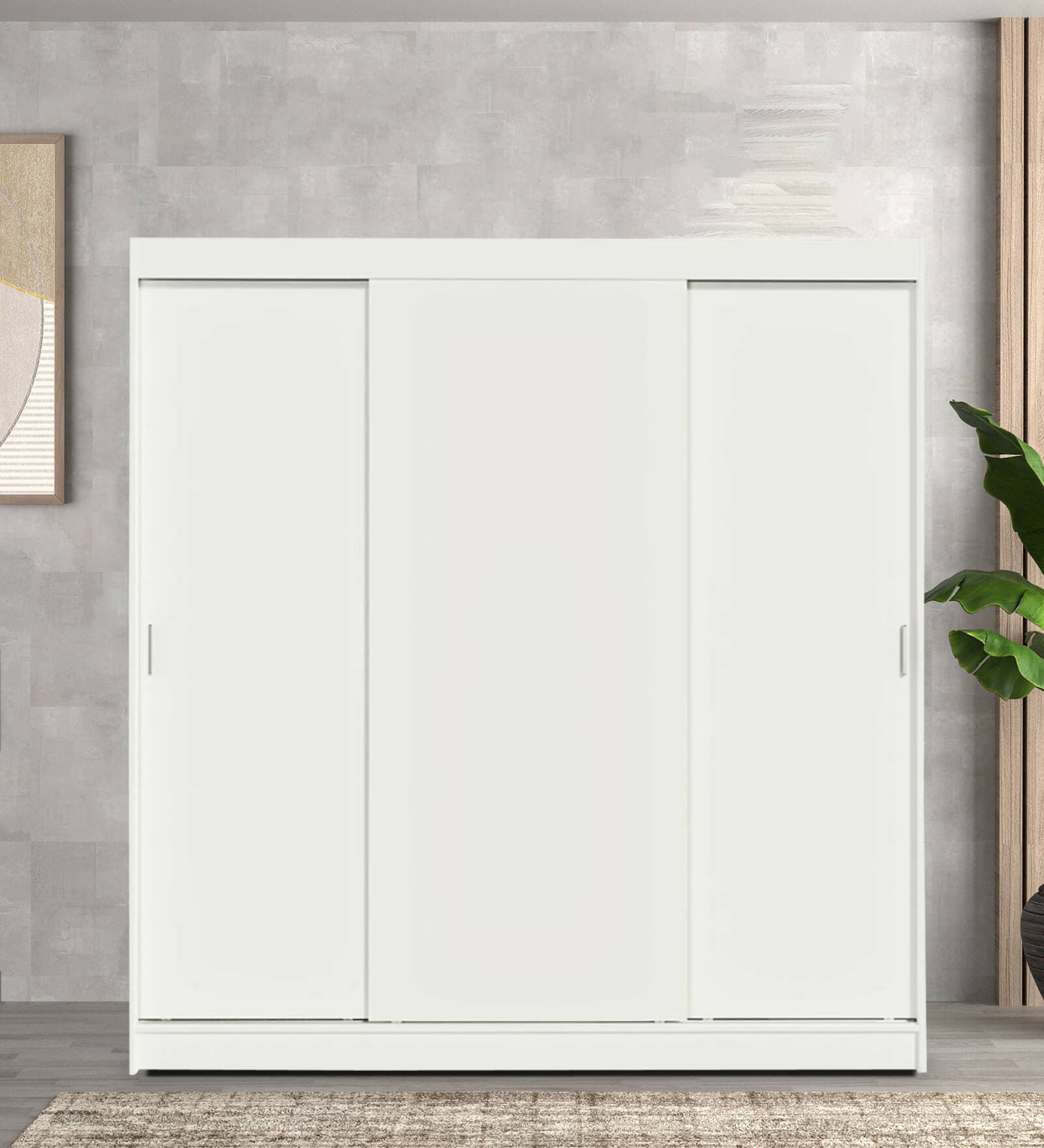 Reno 3 Door Sliding Wardrobe In White Colour With Drawer