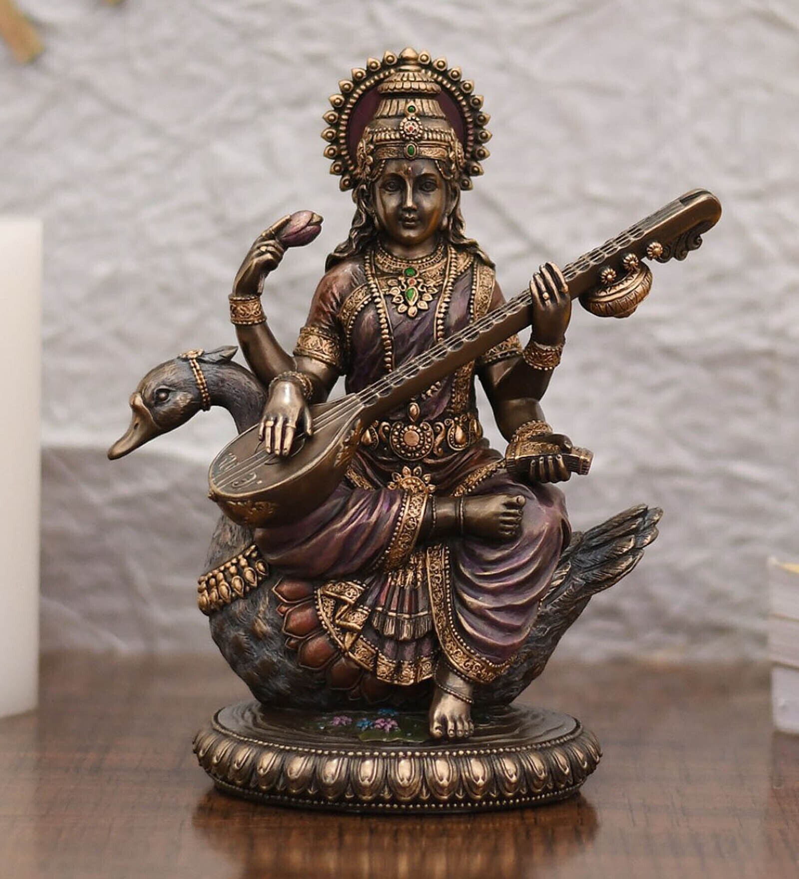 Buy Resin 8.1 Inch Saraswati Idol at 9% OFF by CraftVatika | Pepperfry