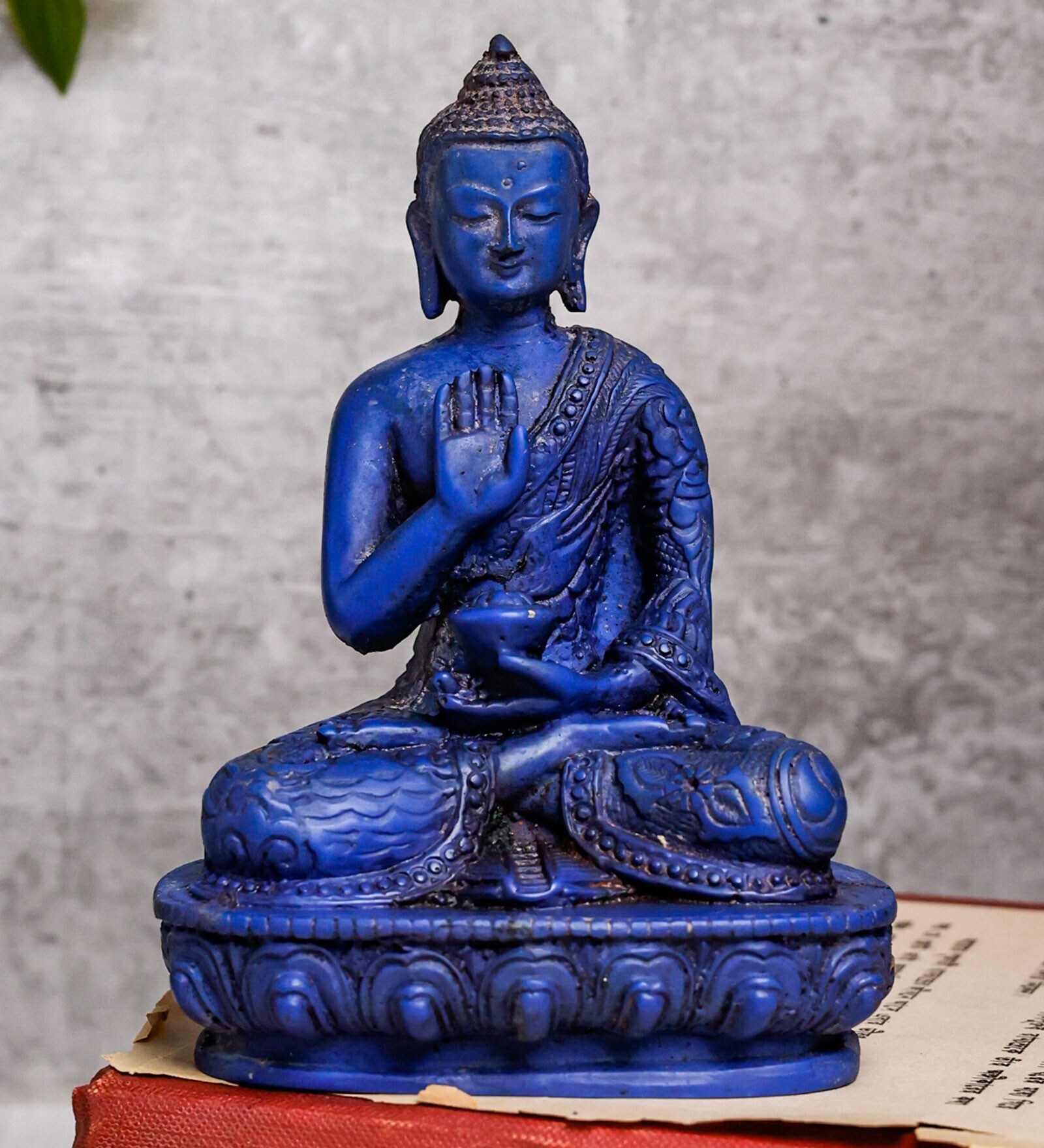 Resin Blue Buddha Brass Religious Idol