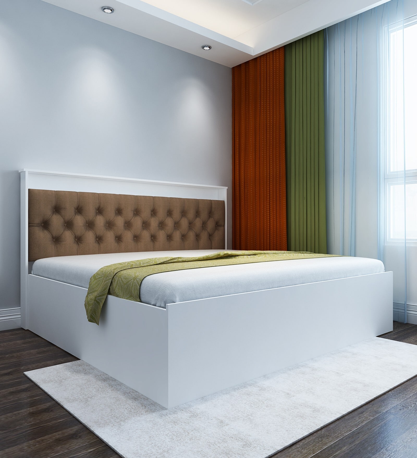 Ressley King Sized Bed In White & Brown Finish