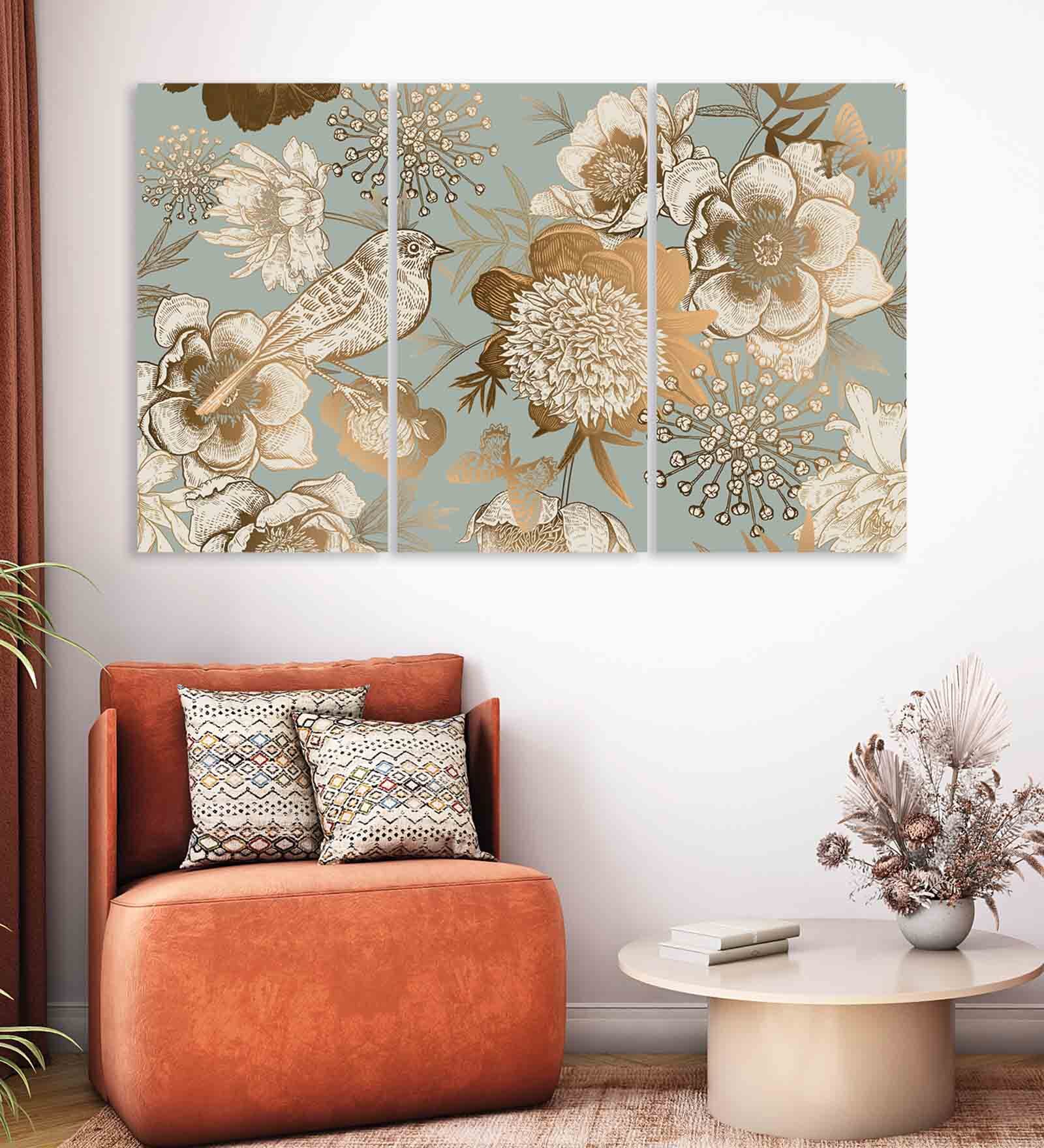 Retro & Vintage Multicolour Canvas (Set of 3) Art Panels