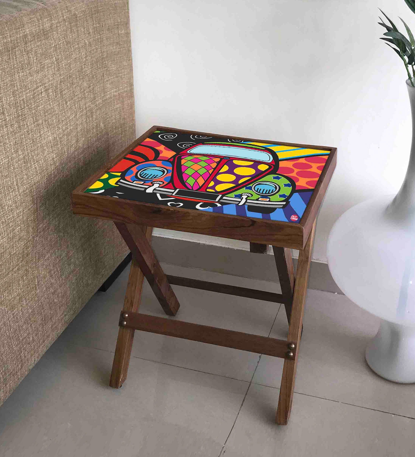 Retro Solid Wood End Table in Multi Colour Retro Solid Wood End Table in Multi Colour