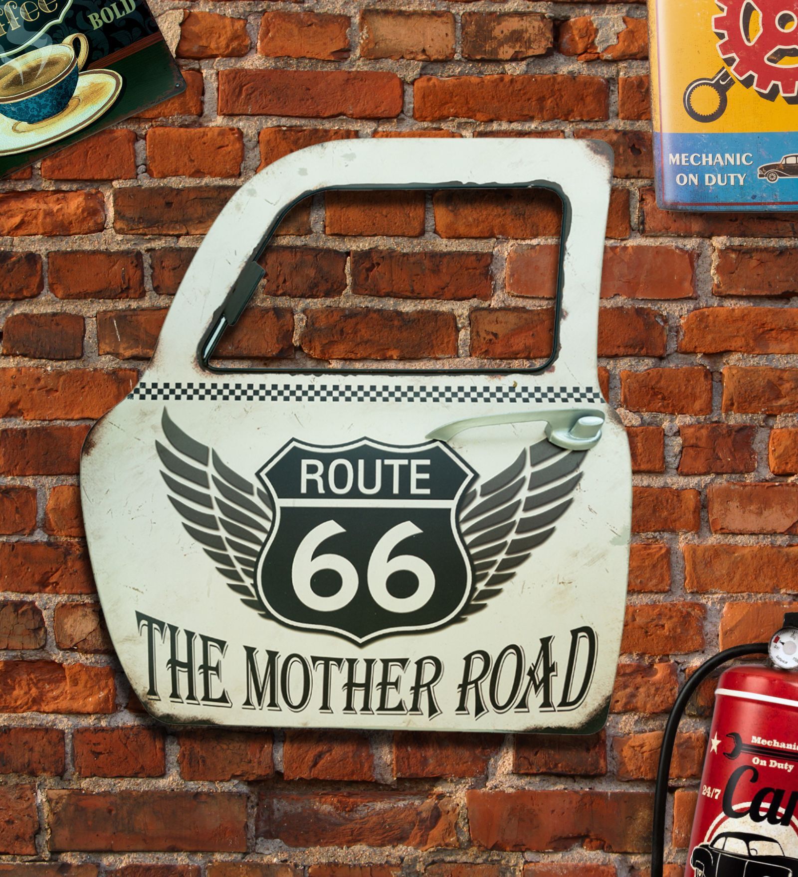 Retro Car Door Route 66 mother Road Wall Sign