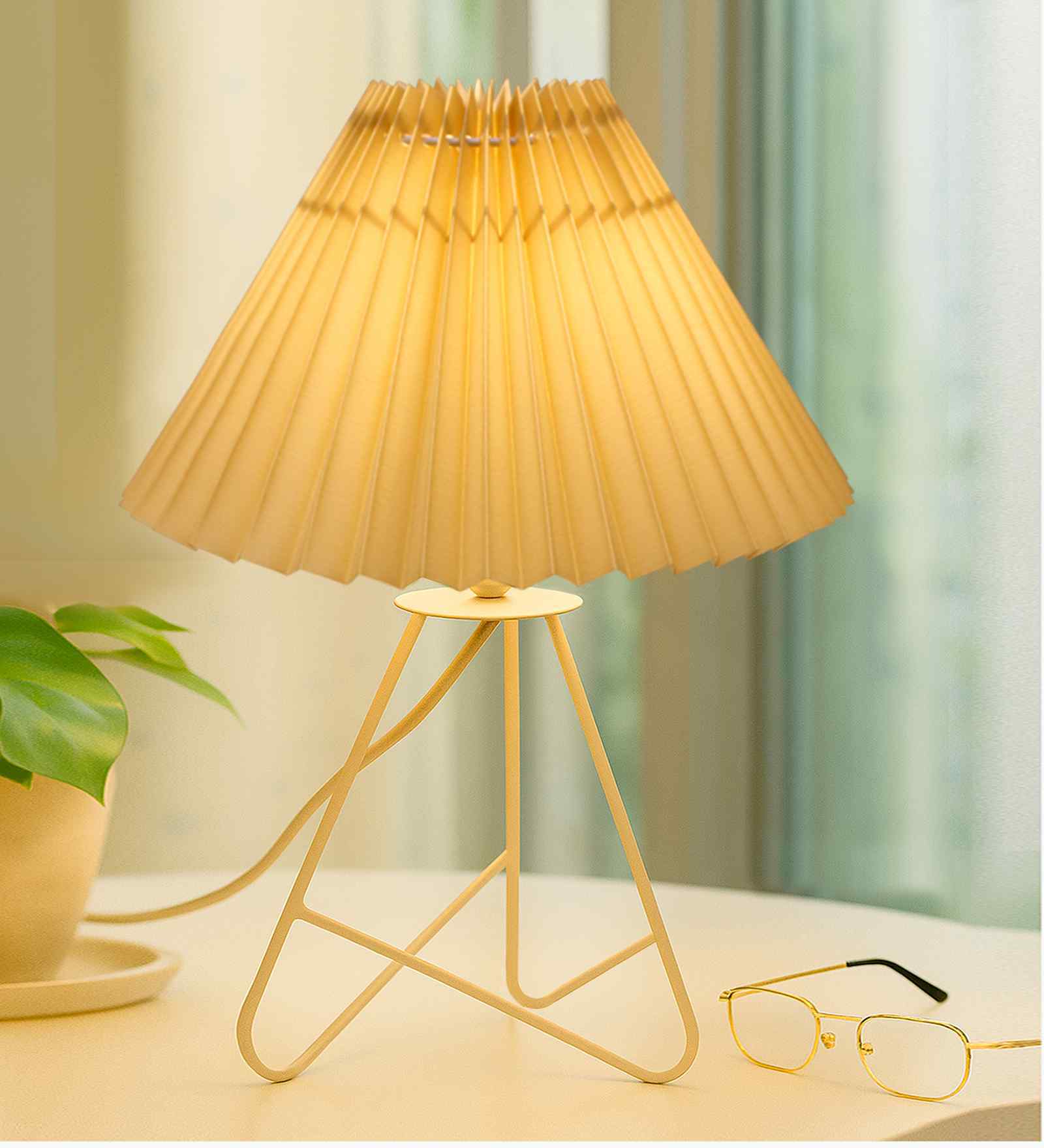 Yellow Retro Down to the Wire Table Lamp with Fabric Shade