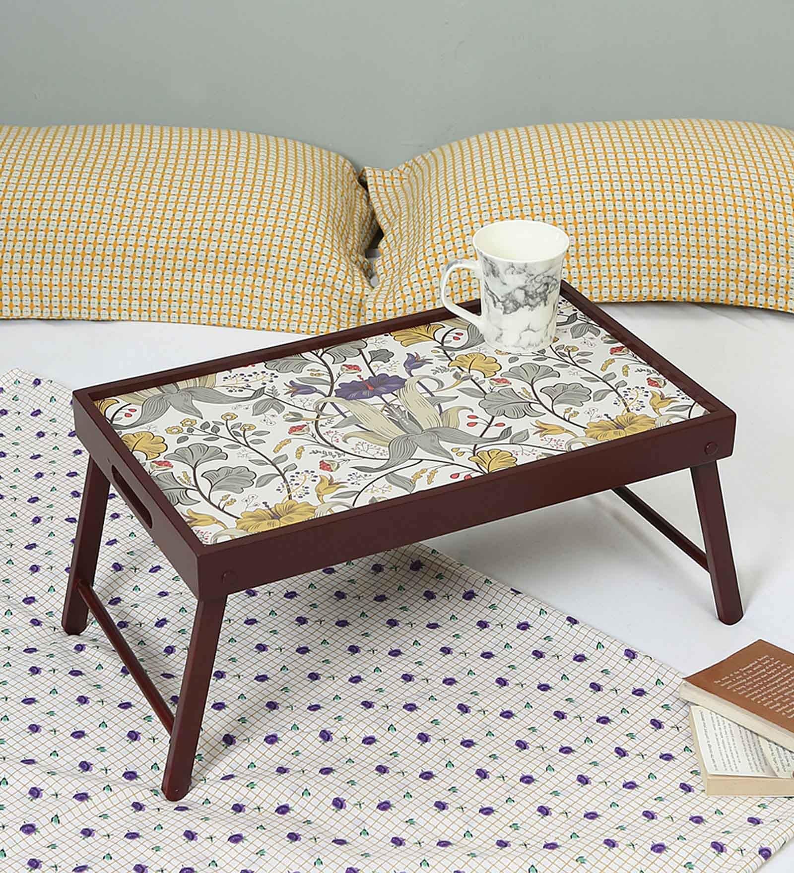 Retro Hibiscus  Brown MDF Bed Tray