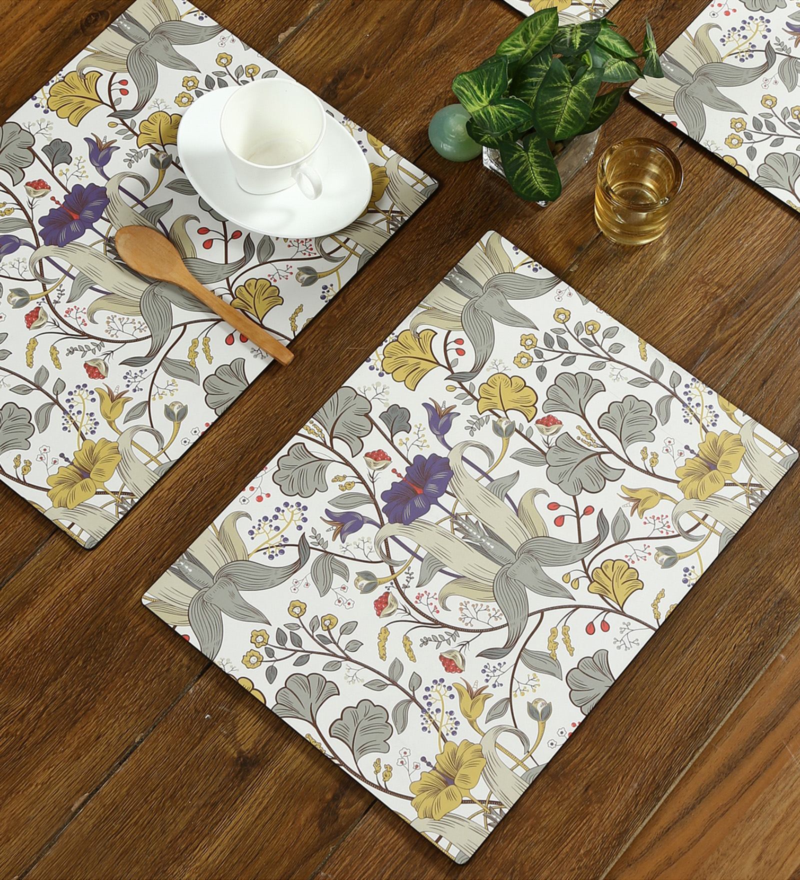 Buy Retro Hibiscus Cream ( 16 X 12) MDF Placemat (Set of 6) at 25 OFF