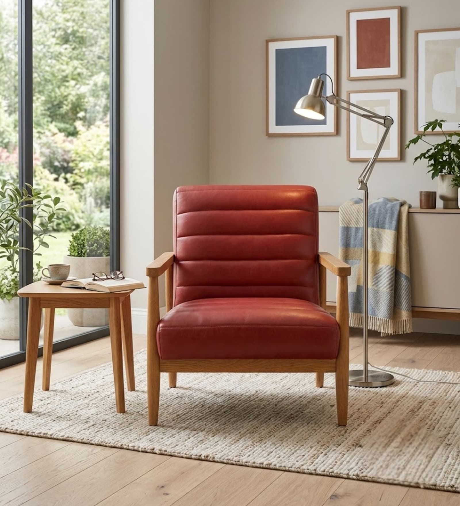 Arel Velvet Fabric Arm Chair In Pink Colour