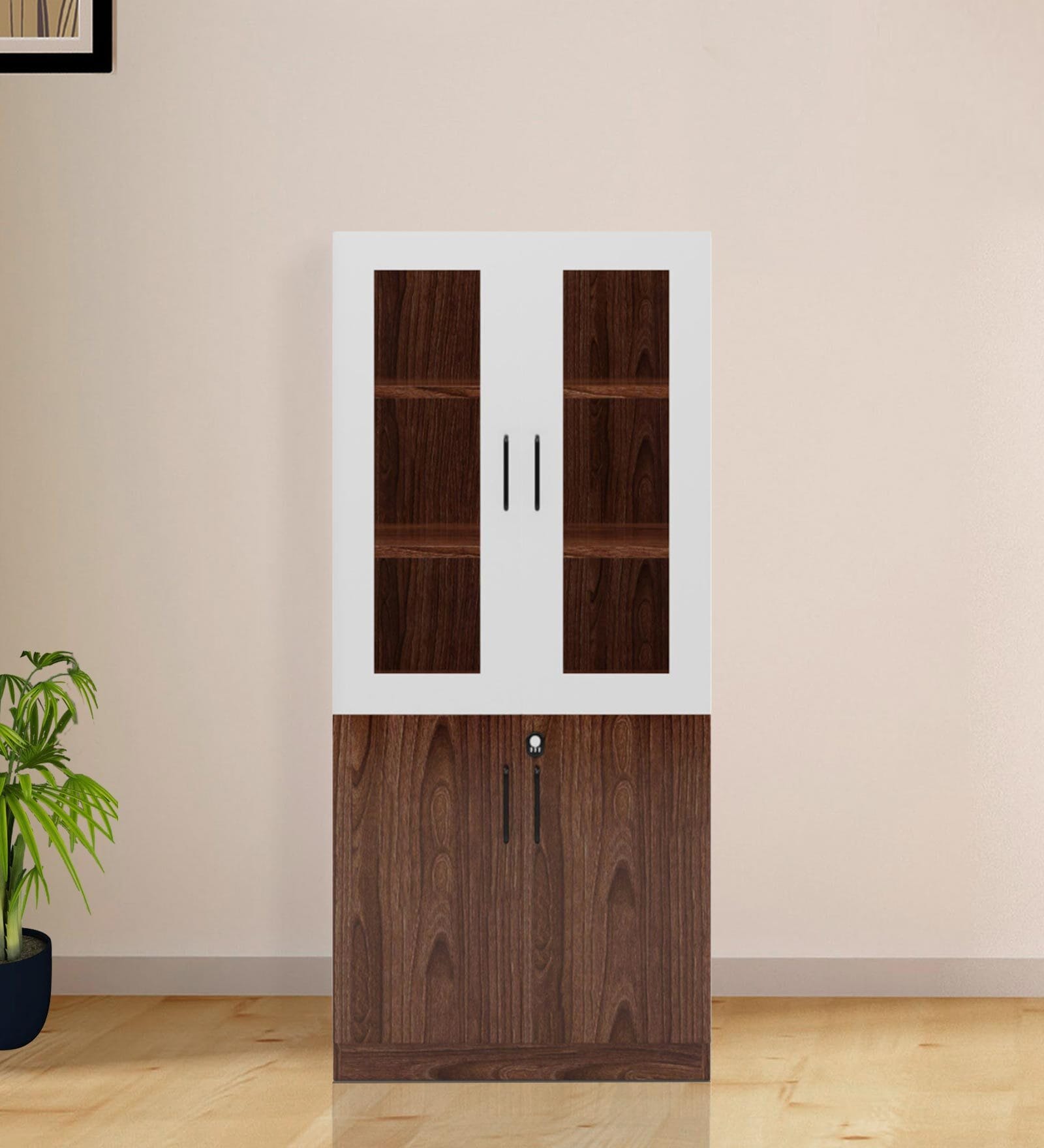 Reverie 2 Door Book Case in Brown Colour