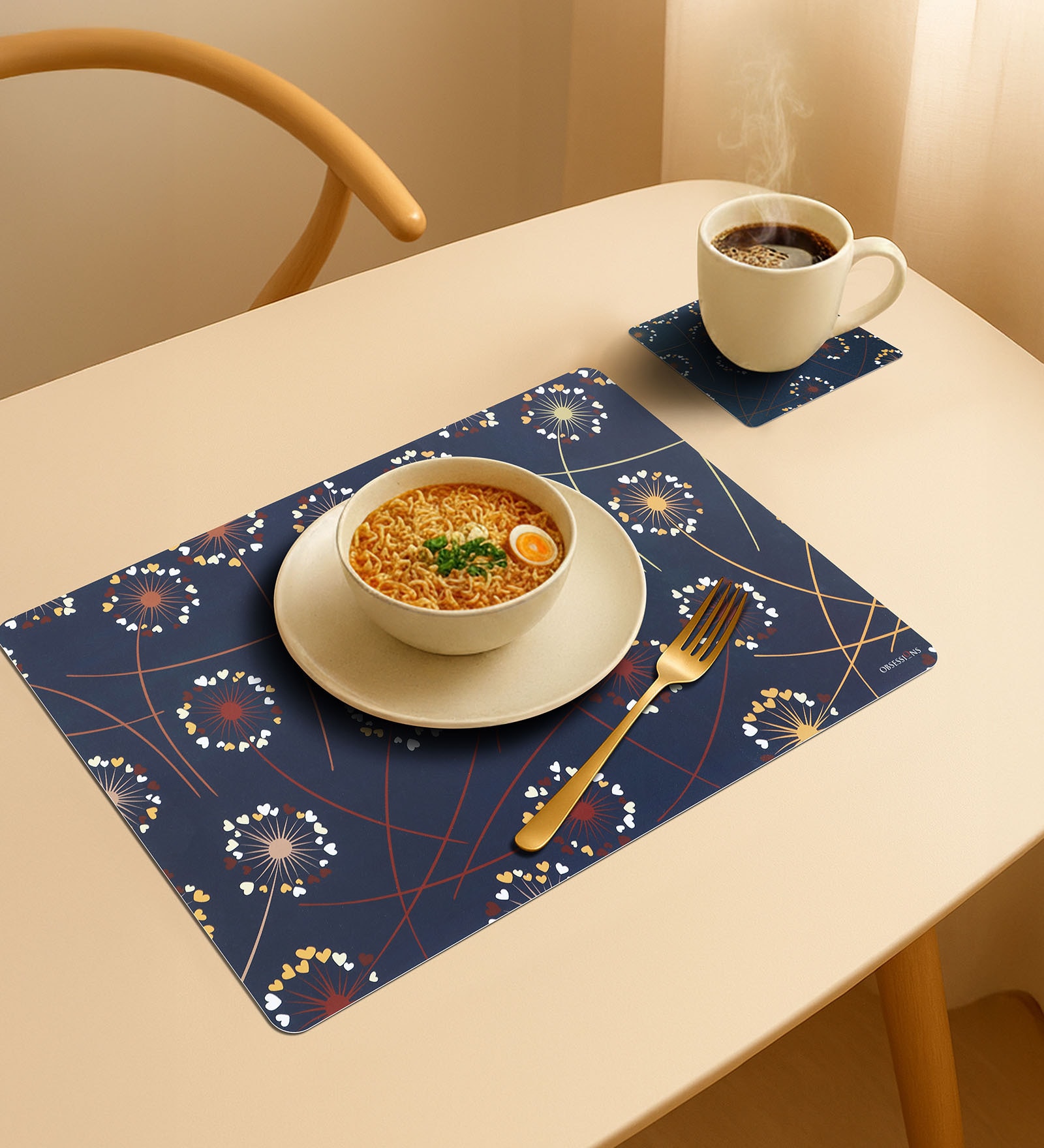 Reversible PVC Placemats & Coasters Set of 6