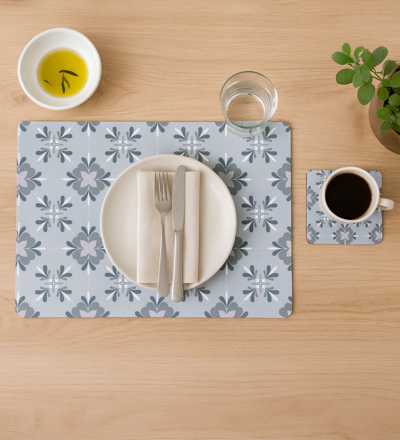 Reversible PVC Placemats & Coasters Set of 6