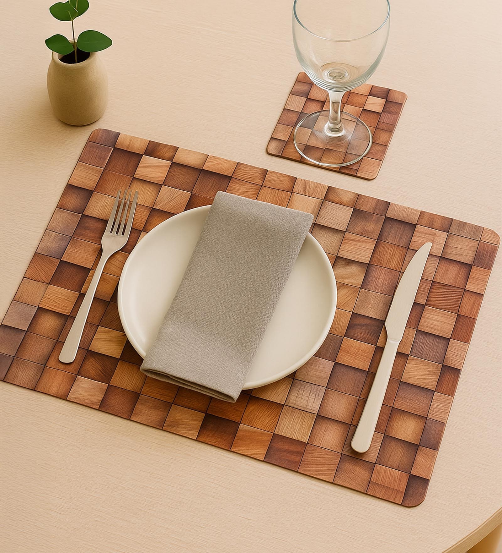 Reversible PVC Placemats & Coasters Set of 6