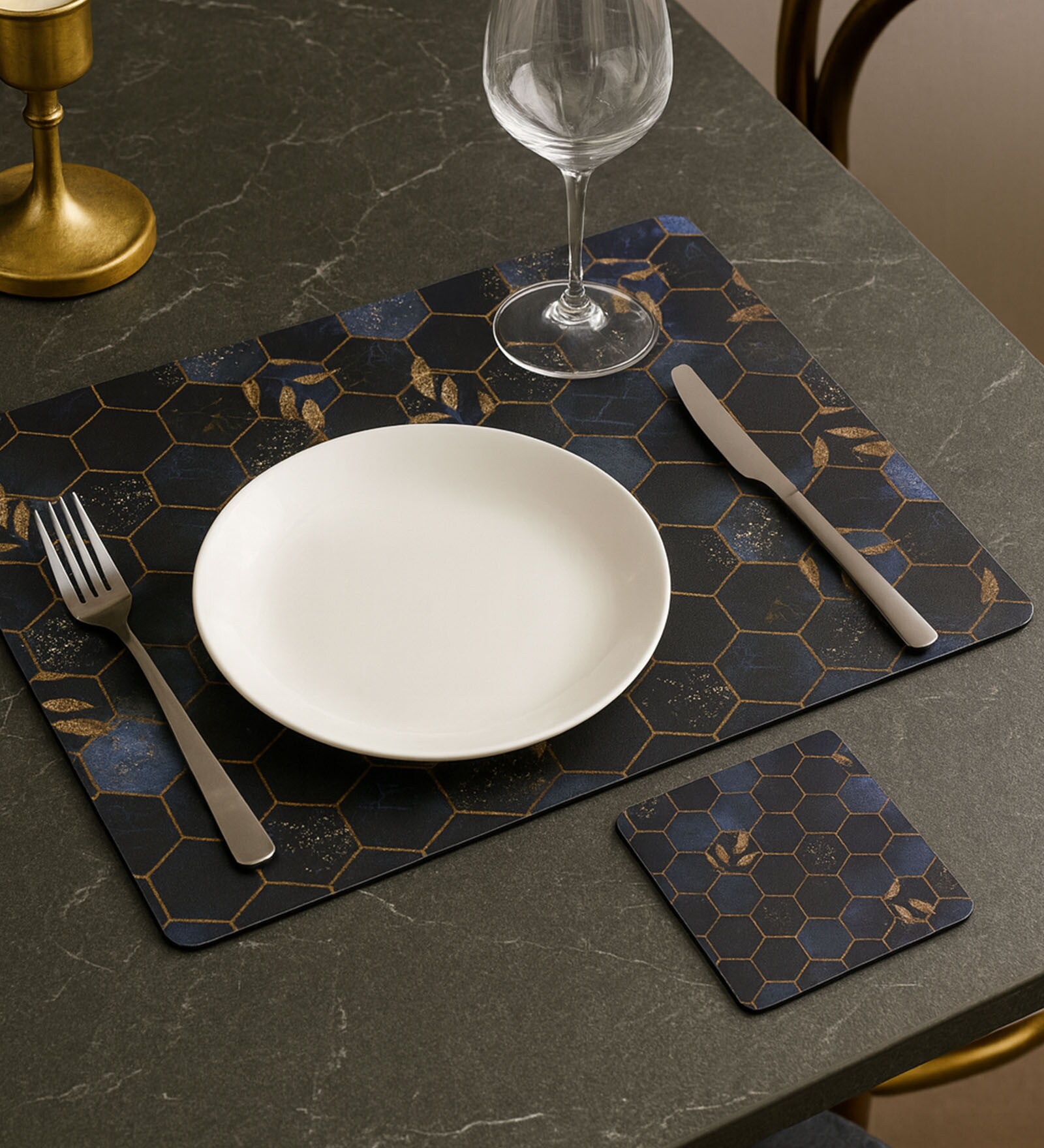 Reversible PVC Placemats & Coasters Set of 6