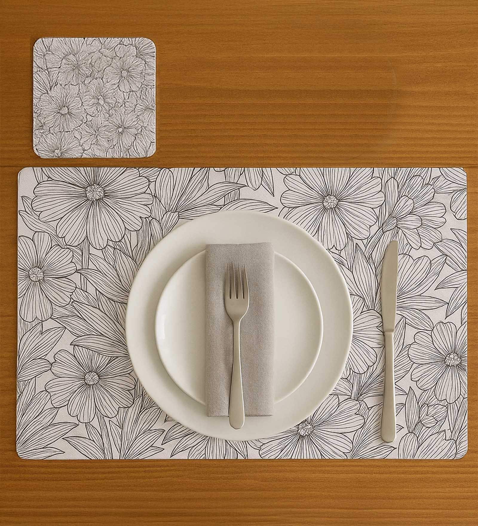 Reversible PVC Placemats & Coasters Set of 6