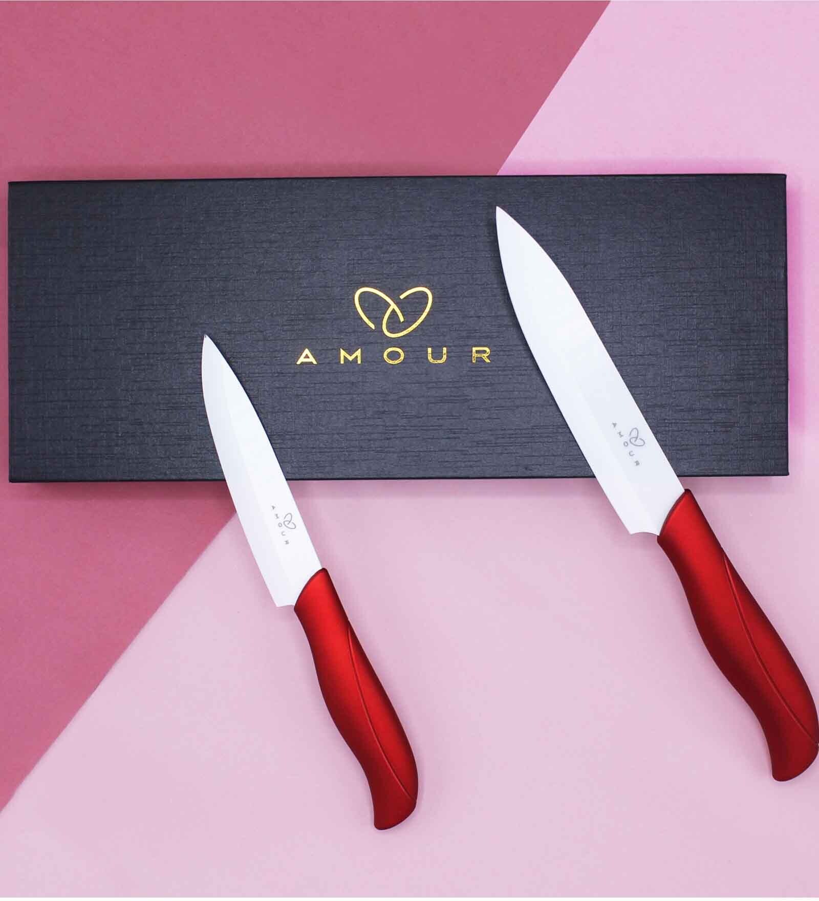 Metallic Blood Red Ceramic (Set of 2) Kitchen Knife