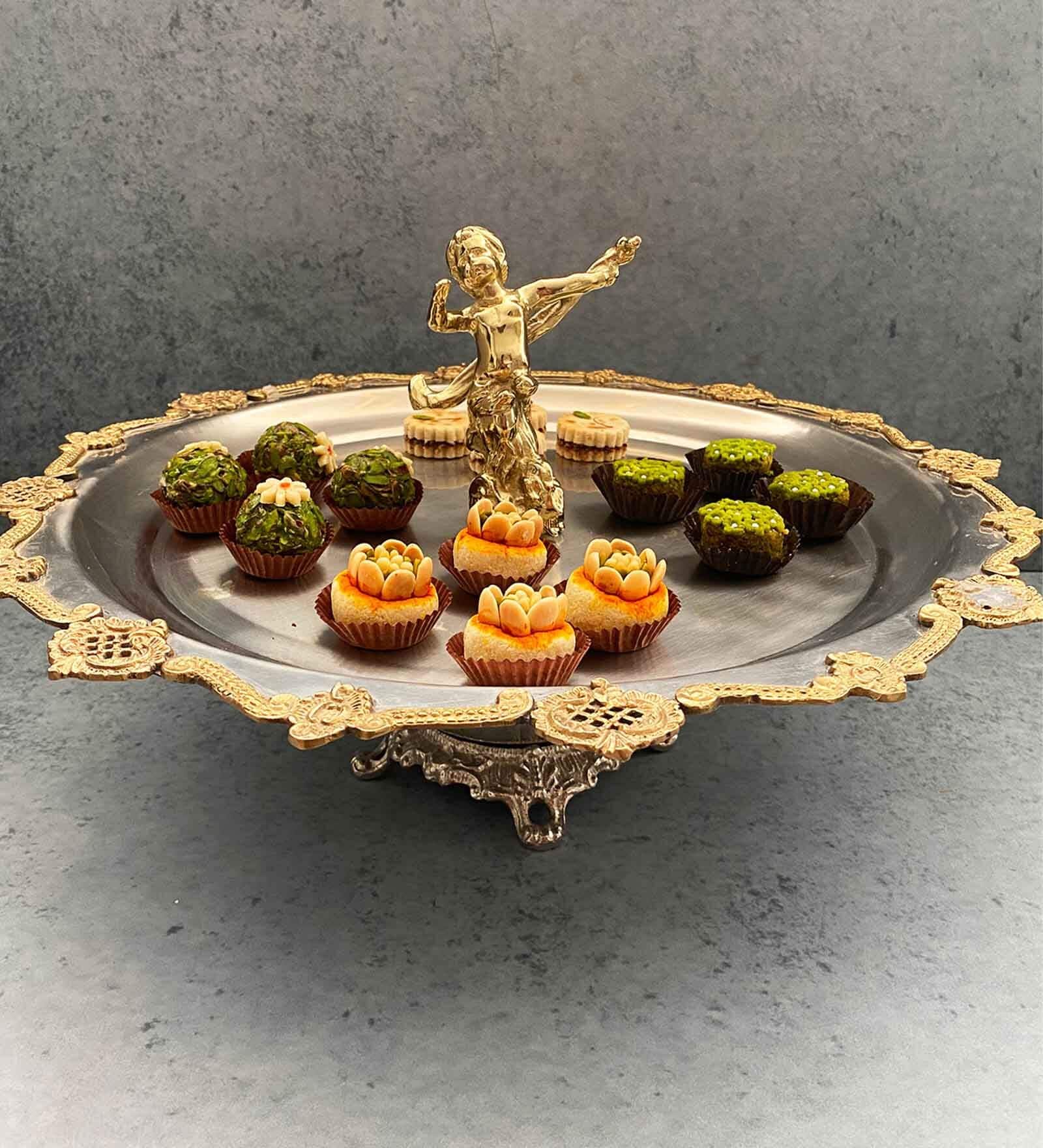 Revolving Angel Silver  Stainless steel & Brass Appetizer Platter