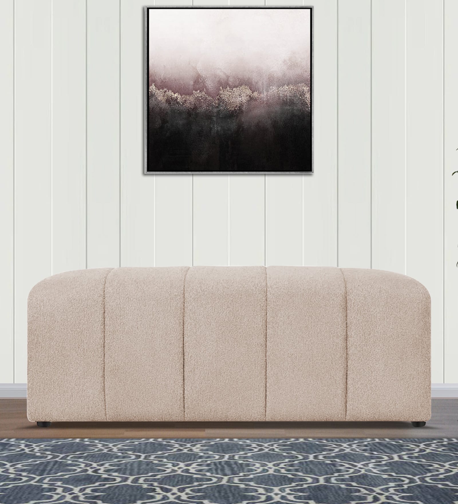 Rexi Fur Fabric Bench in Regal Beige Colour