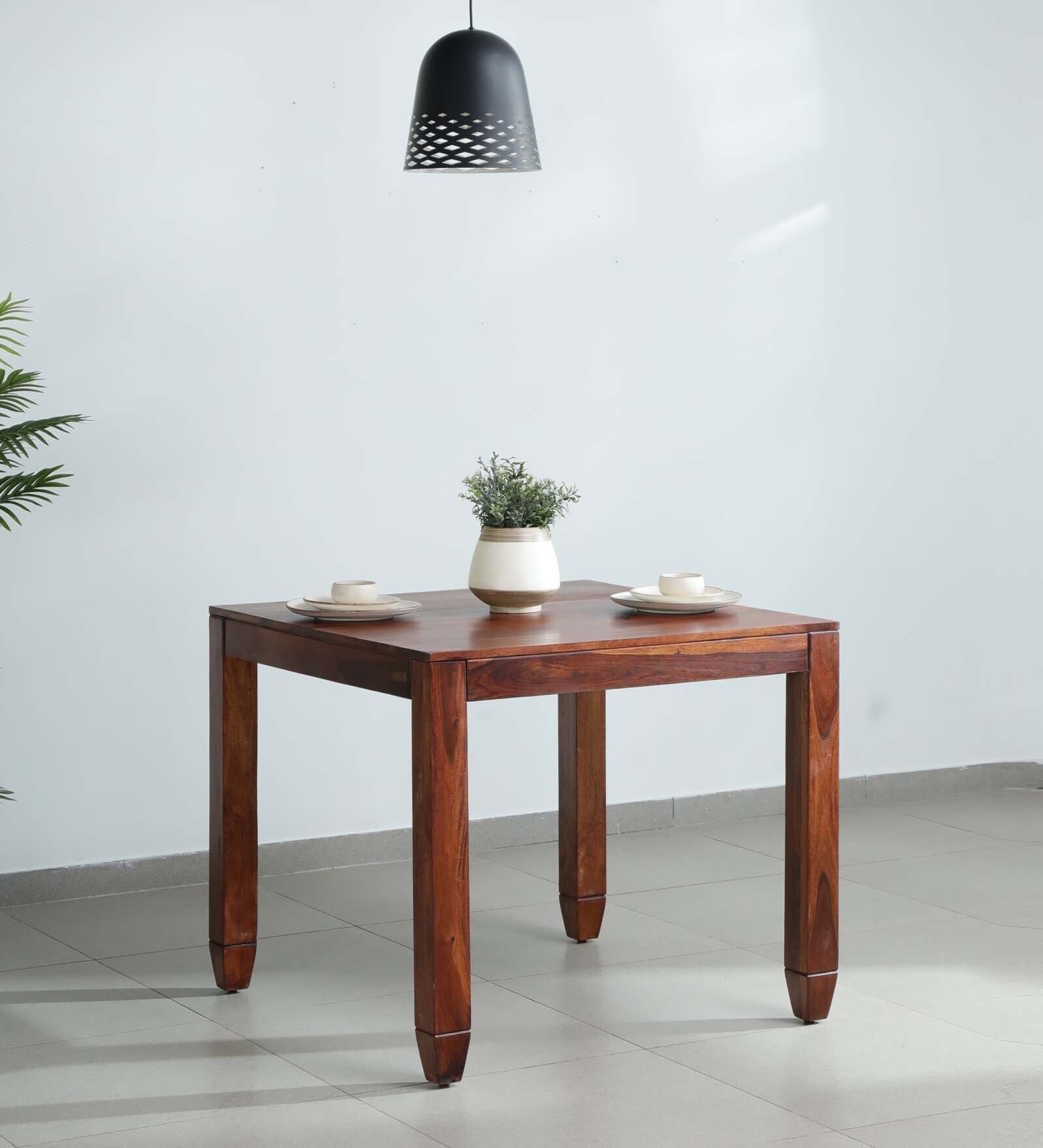 Rezzan Sheesham Wood 4 Seater Dining Table In Honey Oak