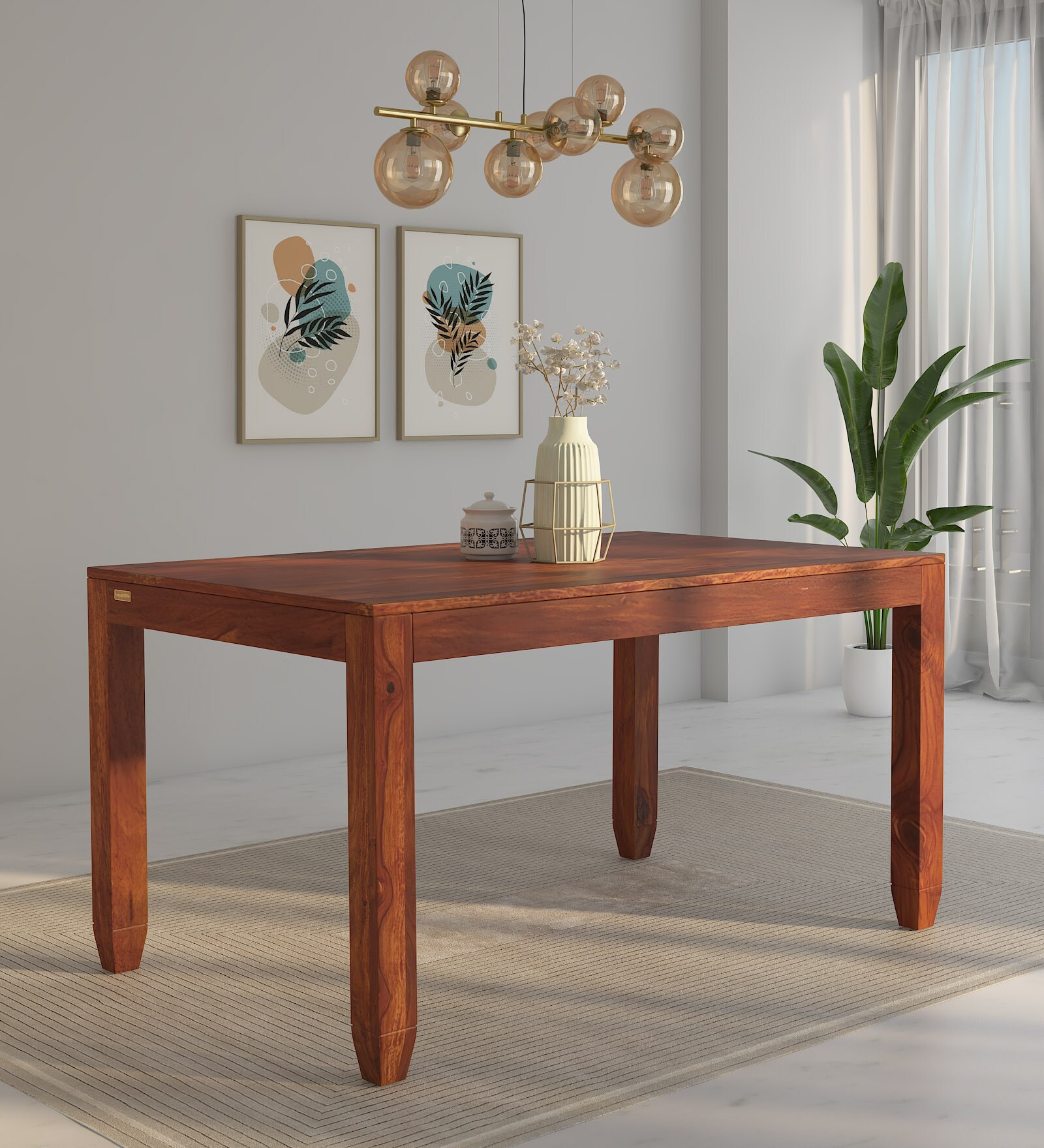 Buy Rezzan Sheesham Wood 6 Seater Dining Table In Scratch Resistant ...