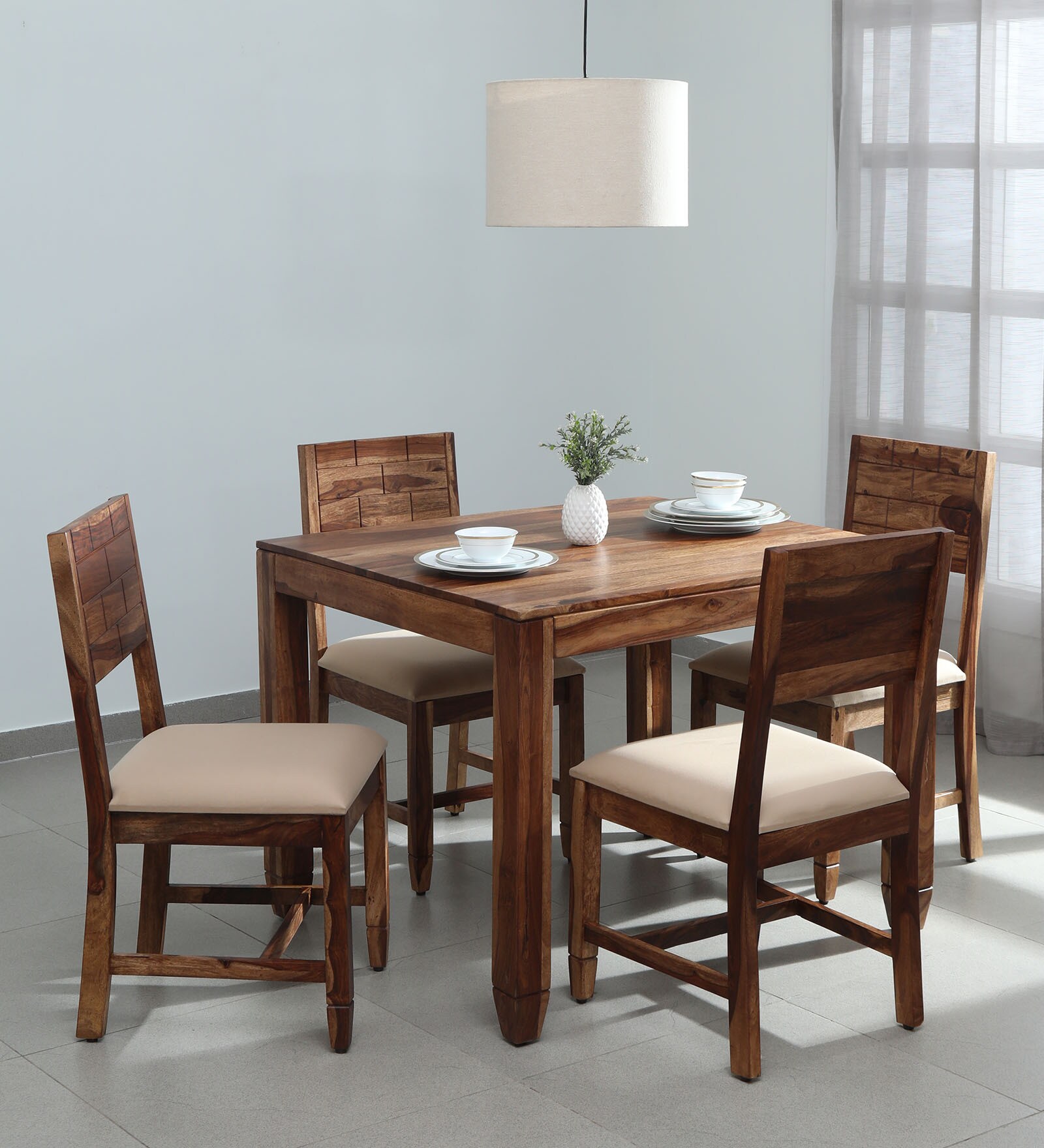 Buy Rezzan Sheesham Wood 4 Seater Dining Set in Scratch Resistant ...