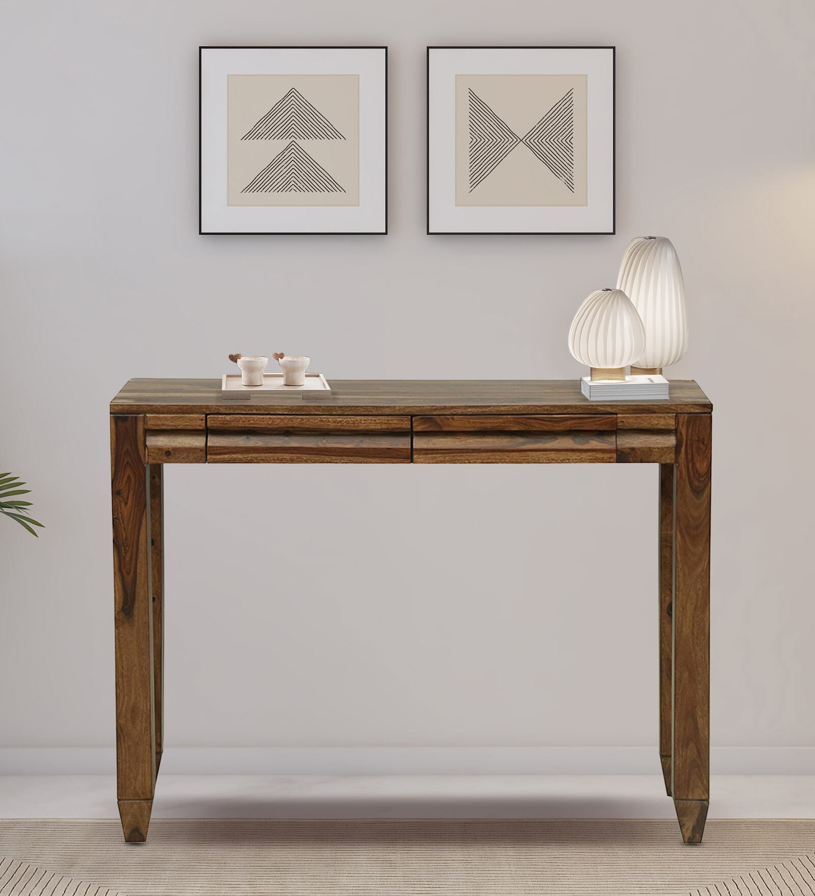 Buy Rezzan Sheesham Wood Console Table In Scratch Resistant Rustic Teak ...