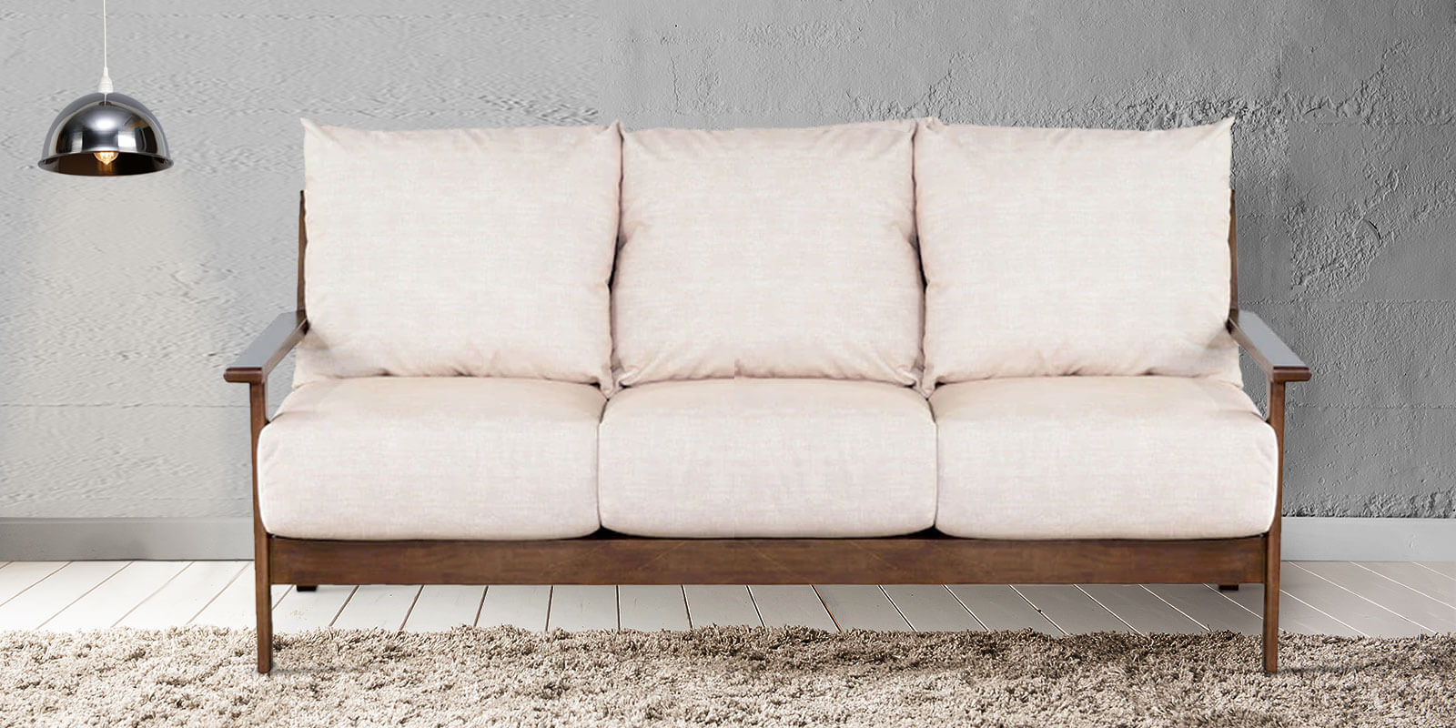 Buy Recife Three Seater Sofa inBeige Colour by CasaCraft Online 3 Seater Sofas 3 Seater