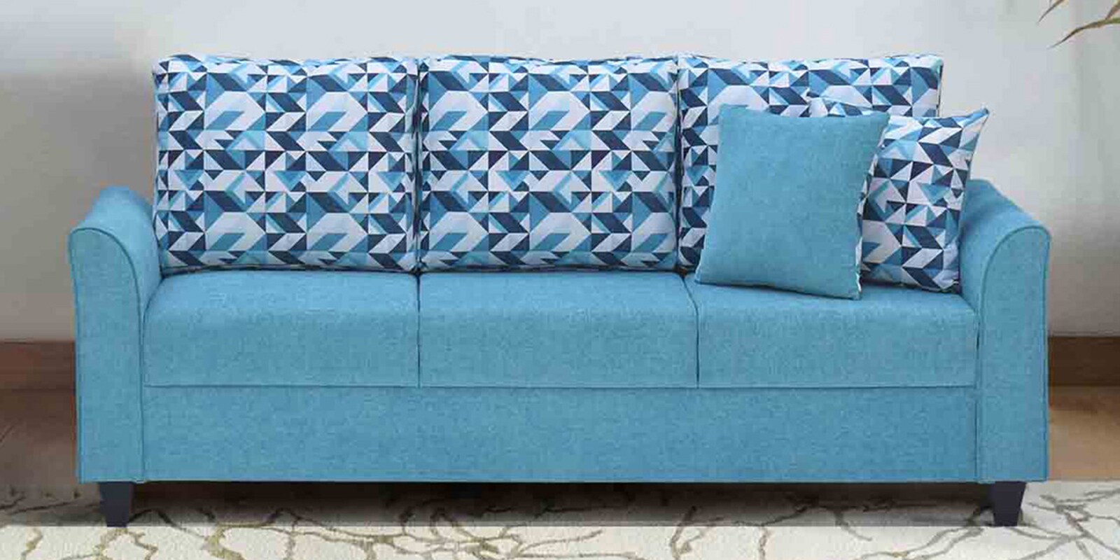 Buy Regal Fabric 3 Seater Sofa in Sea Green Colour By Arra Online Modern 3 Seater Sofas 3