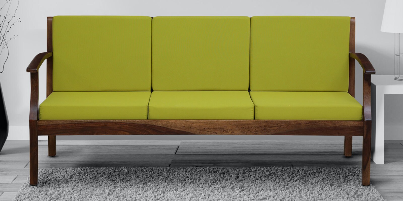 Regan Sheesham Wood 3 Seater Sofa in Rustic Teak Finish