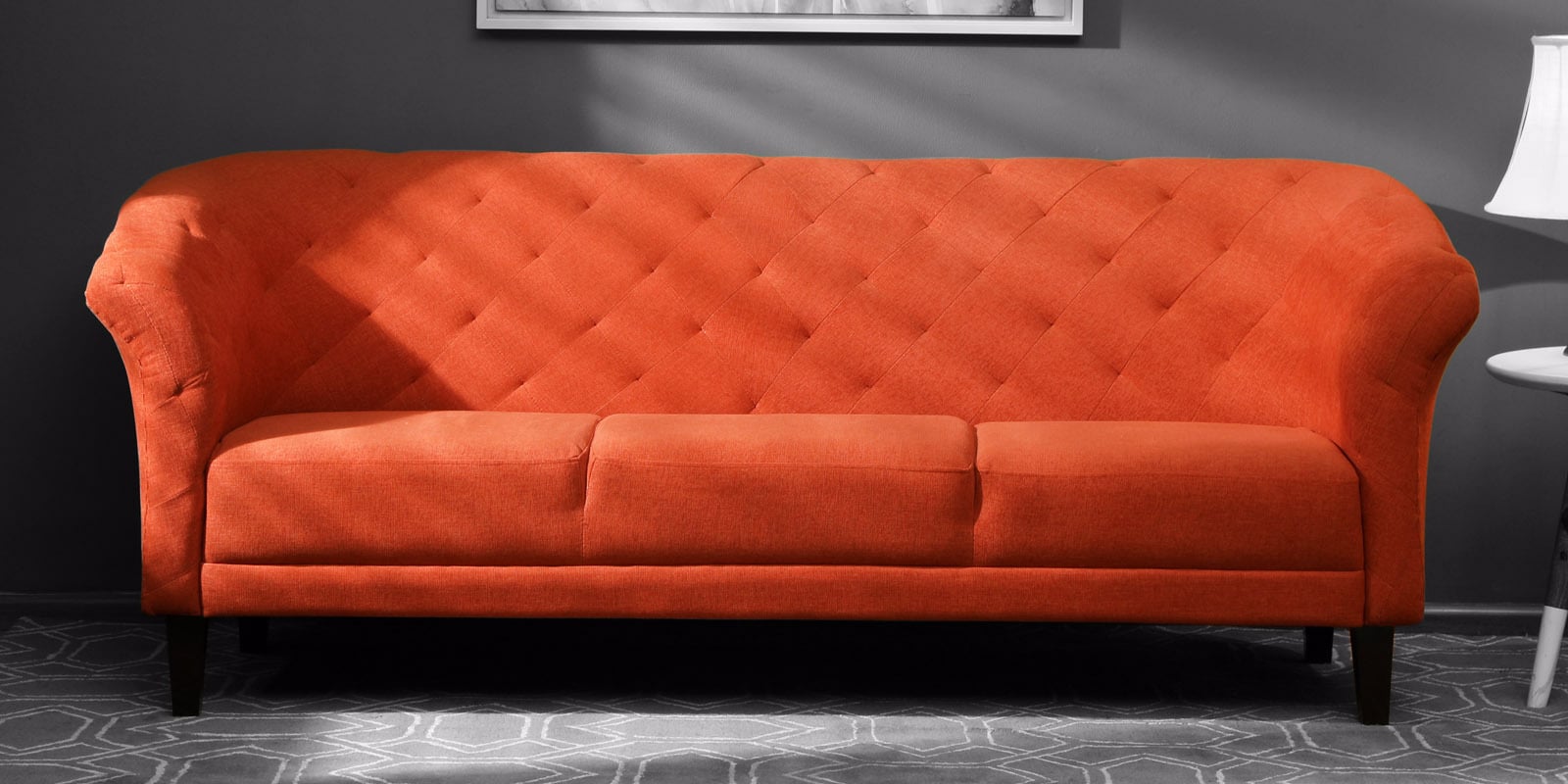Ercilia Fabric 3 Seater Sofa In Rust Colour