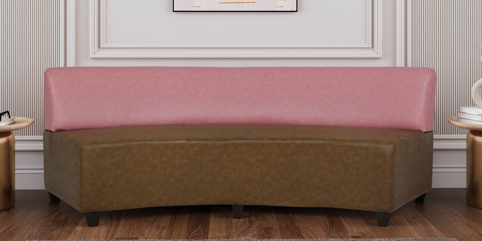 Regina Leatherette 3 Seater Sofa in Brown and Pink Colour
